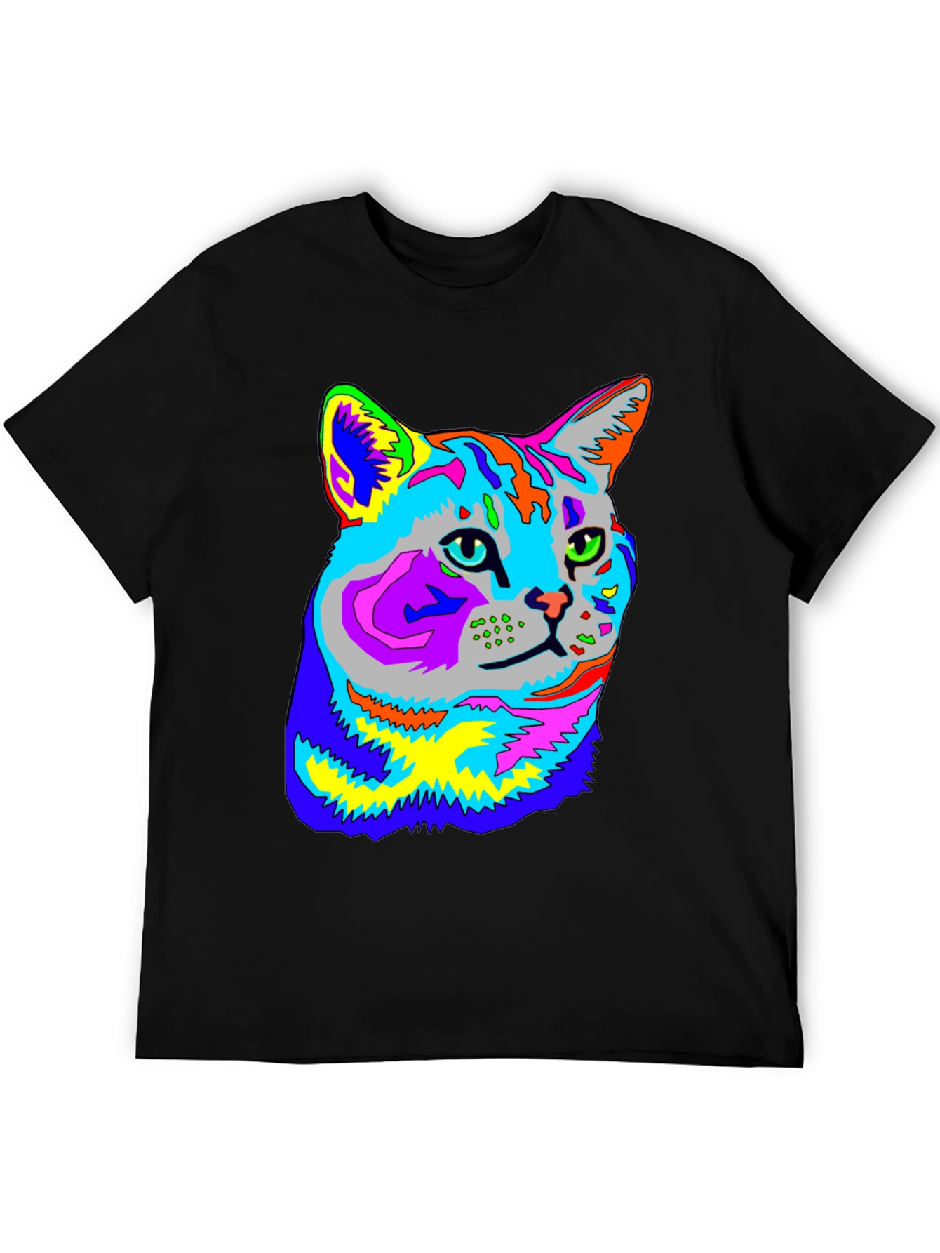 Vibrant Cat Graphic Tee - Unique Animal Lover Shirt