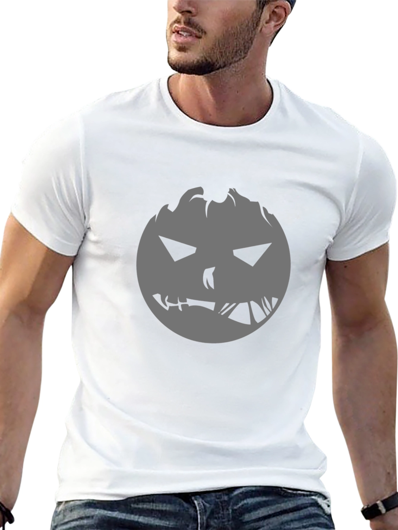 Spooky Pumpkin Face Graphic Tee - Halloween Ready