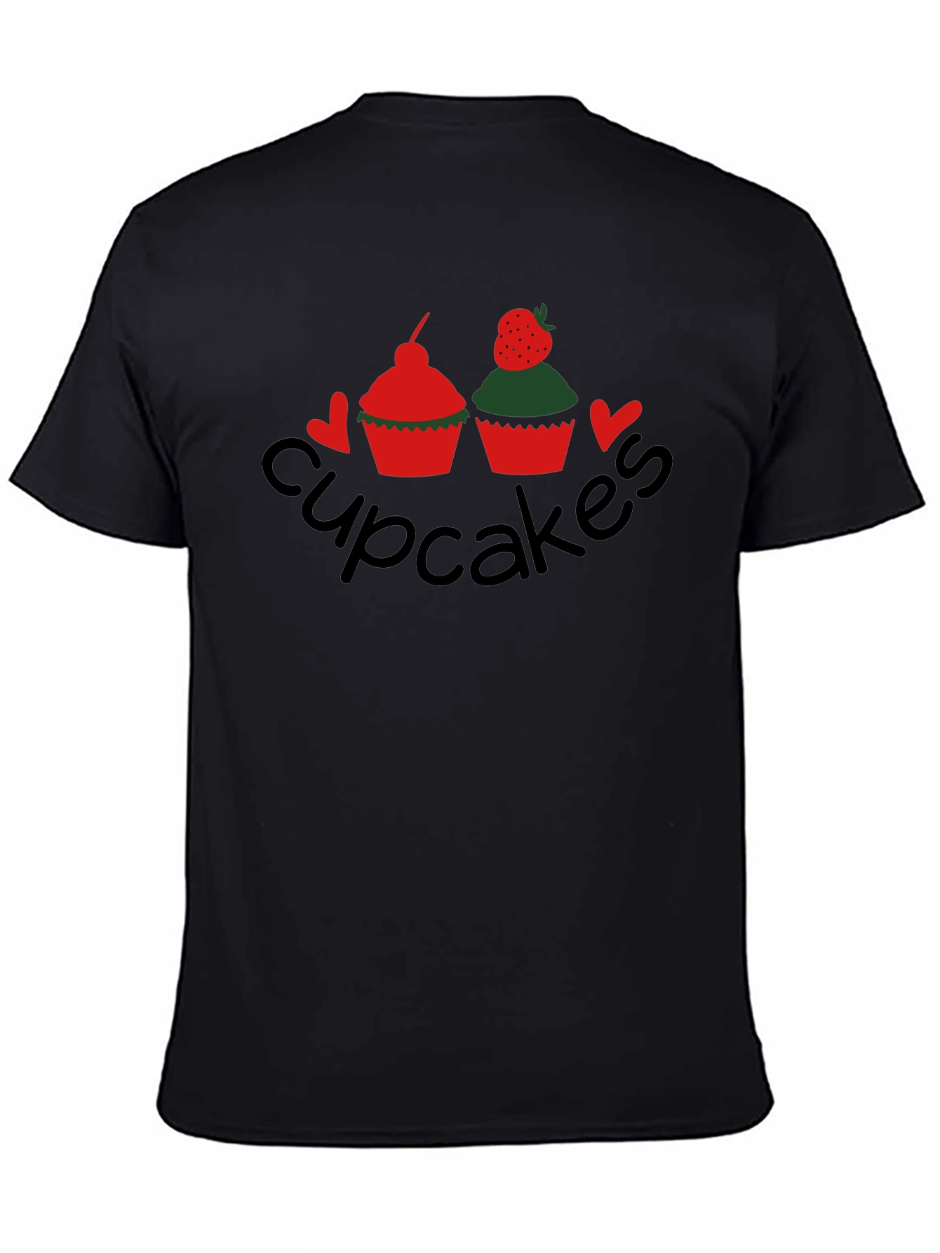 Cupcakes Graphic Tee - Black Crew Neck T-Shirt