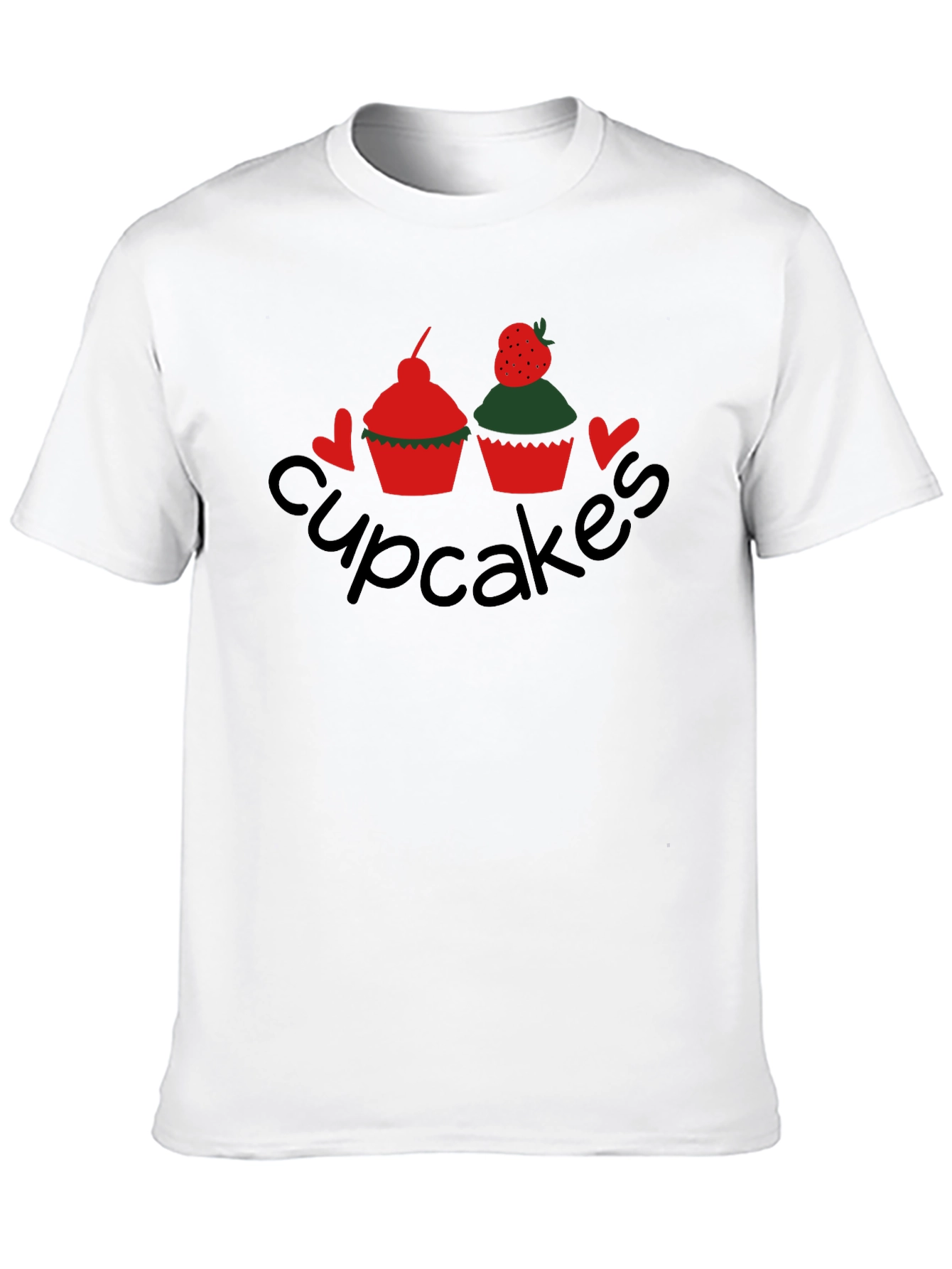 Cupcakes Graphic Tee - Black Crew Neck T-Shirt