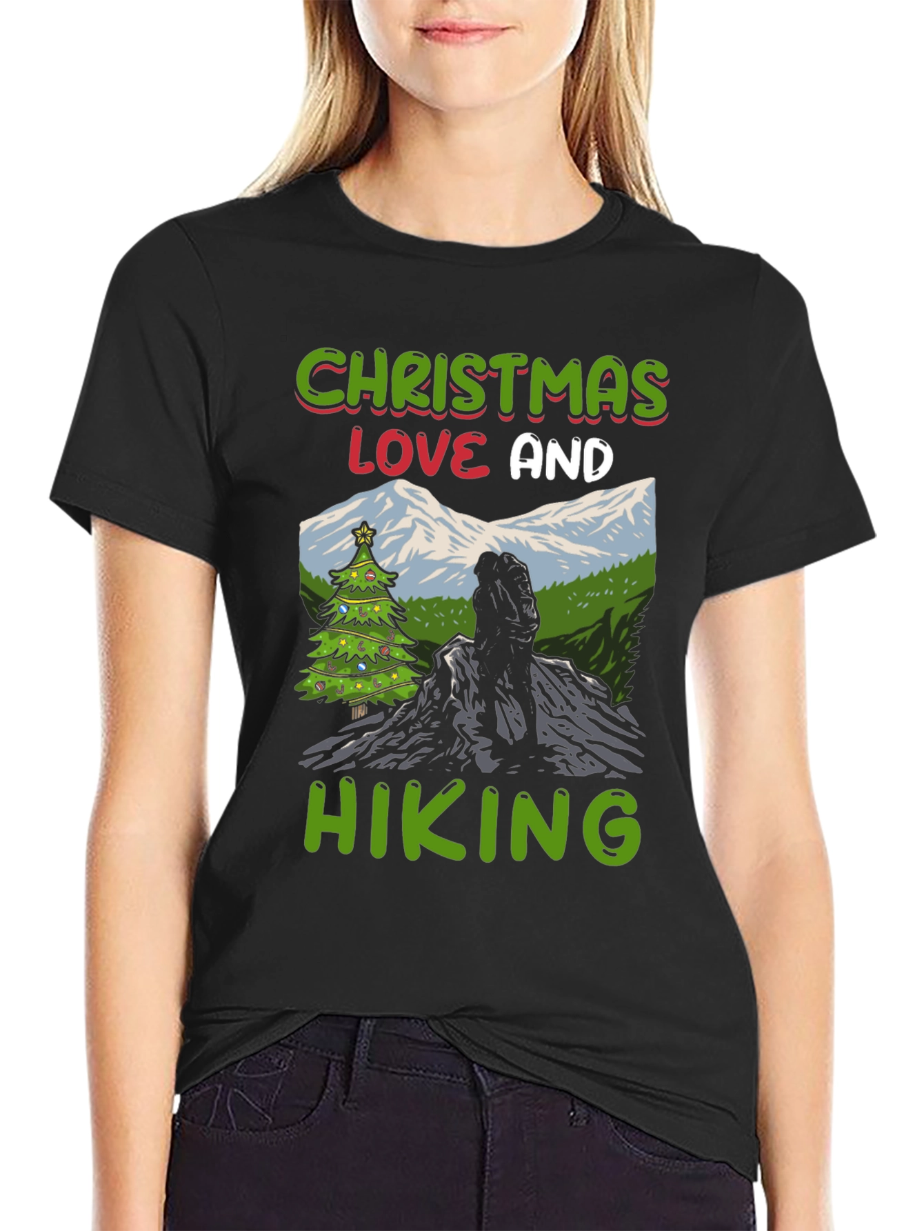 Christmas Love and Hiking Graphic Tee