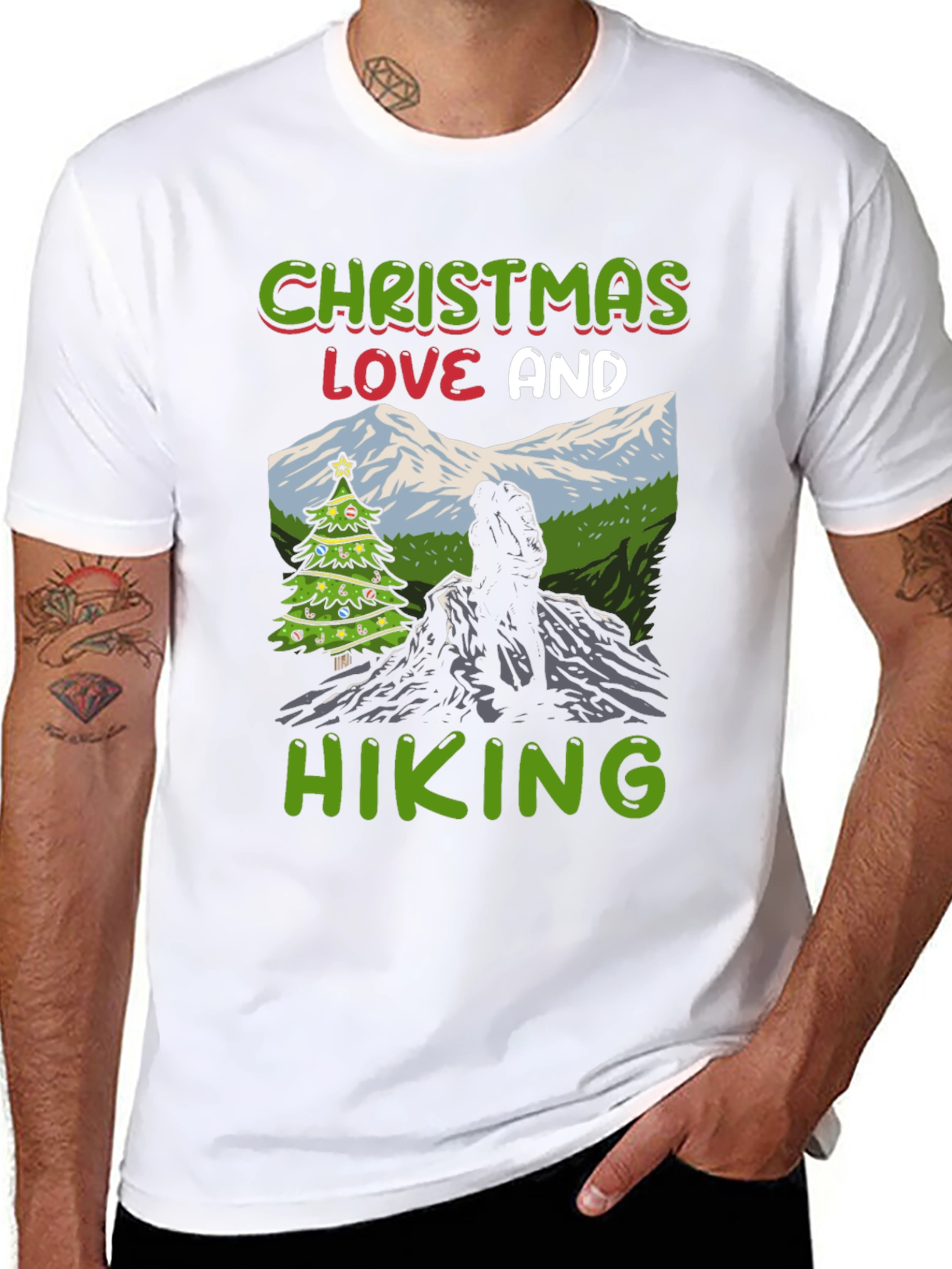 Christmas Love and Hiking Graphic Tee