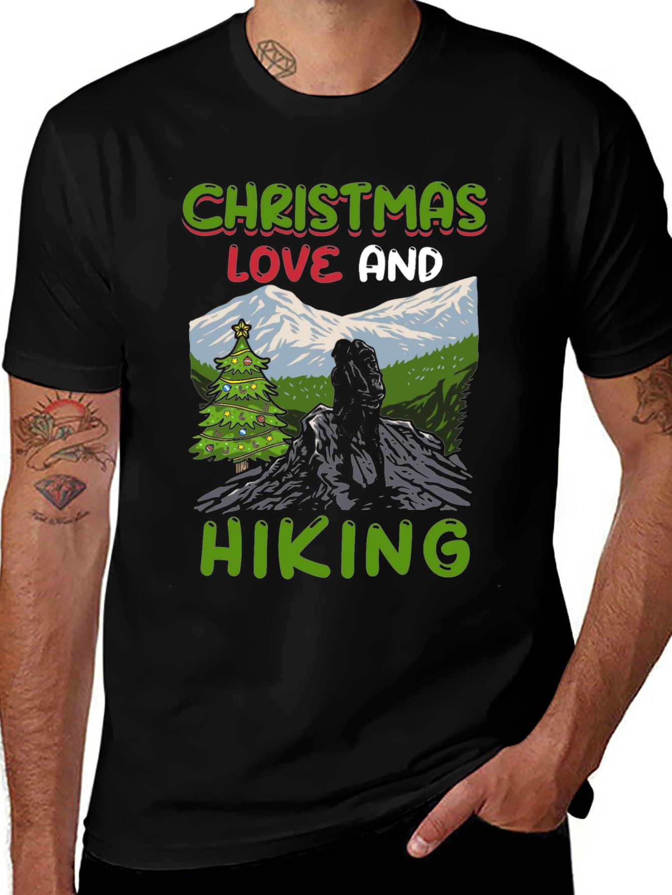 Christmas Love and Hiking Graphic Tee