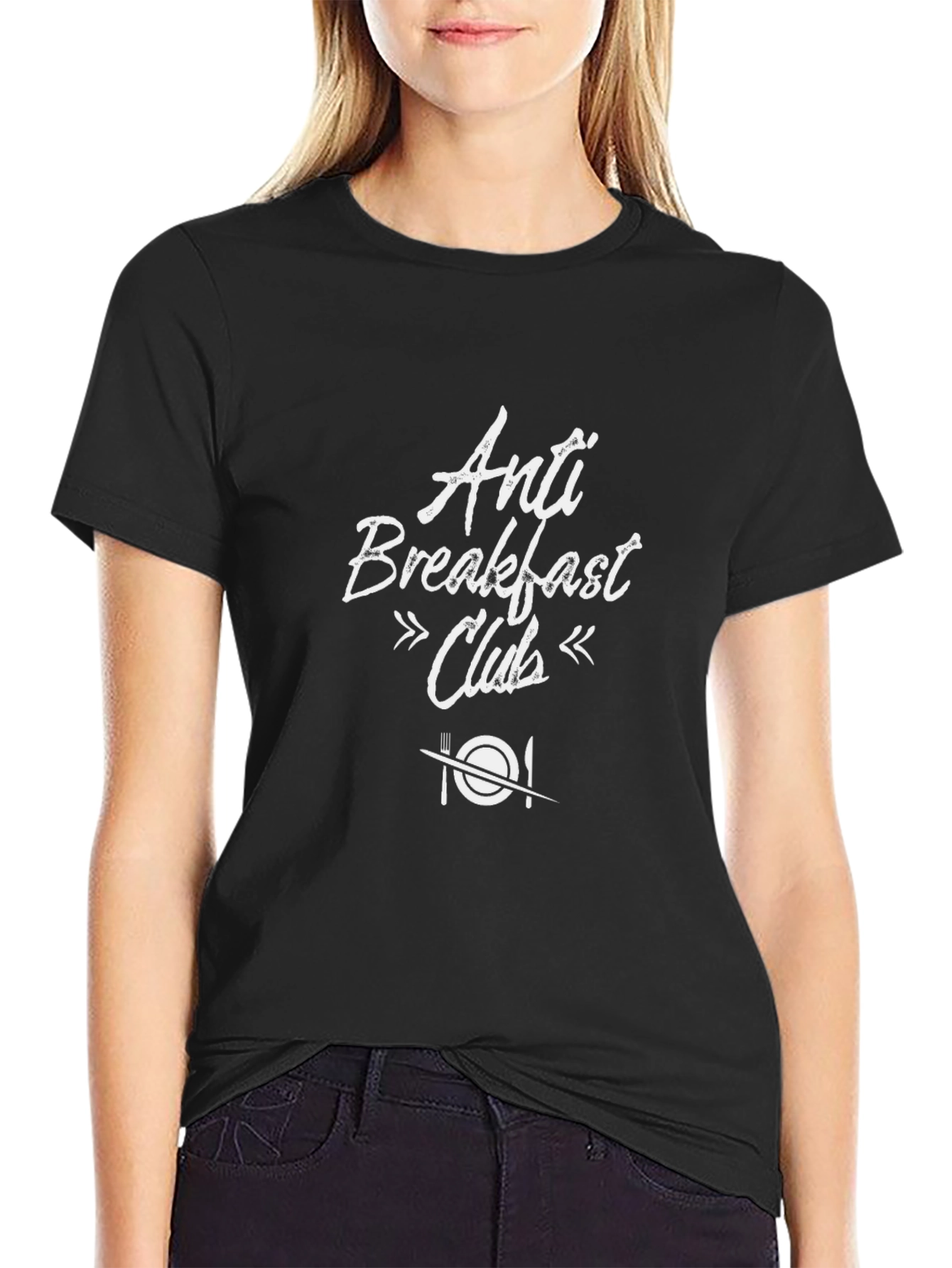 Anti Breakfast Club Graphic Tee - Black Cotton T-Shirt