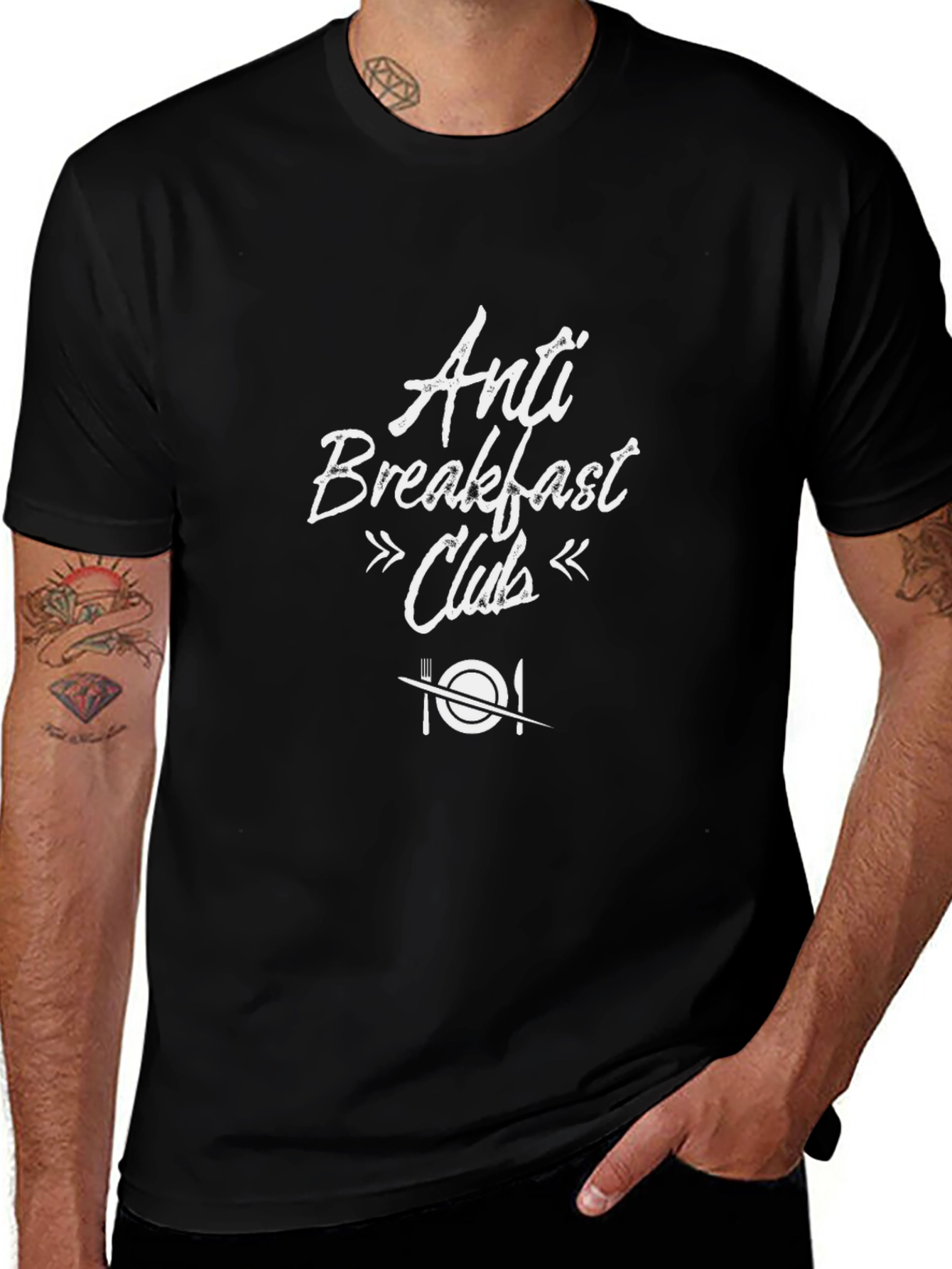 Anti Breakfast Club Graphic Tee - Black Cotton T-Shirt