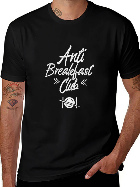 Anti Breakfast Club Graphic Tee - Black Cotton T-Shirt
