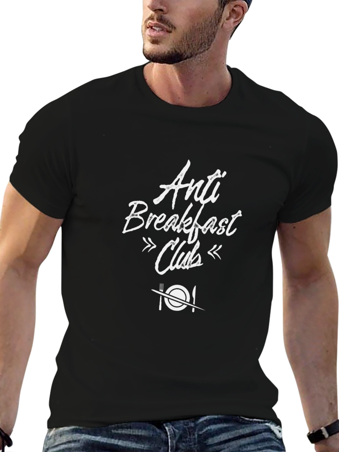 Anti Breakfast Club Graphic Tee - Black Cotton T-Shirt