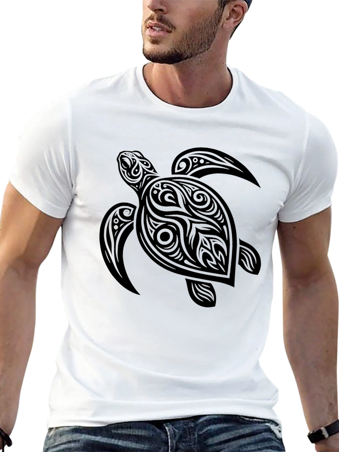 Tribal Turtle Graphic Tee - Black