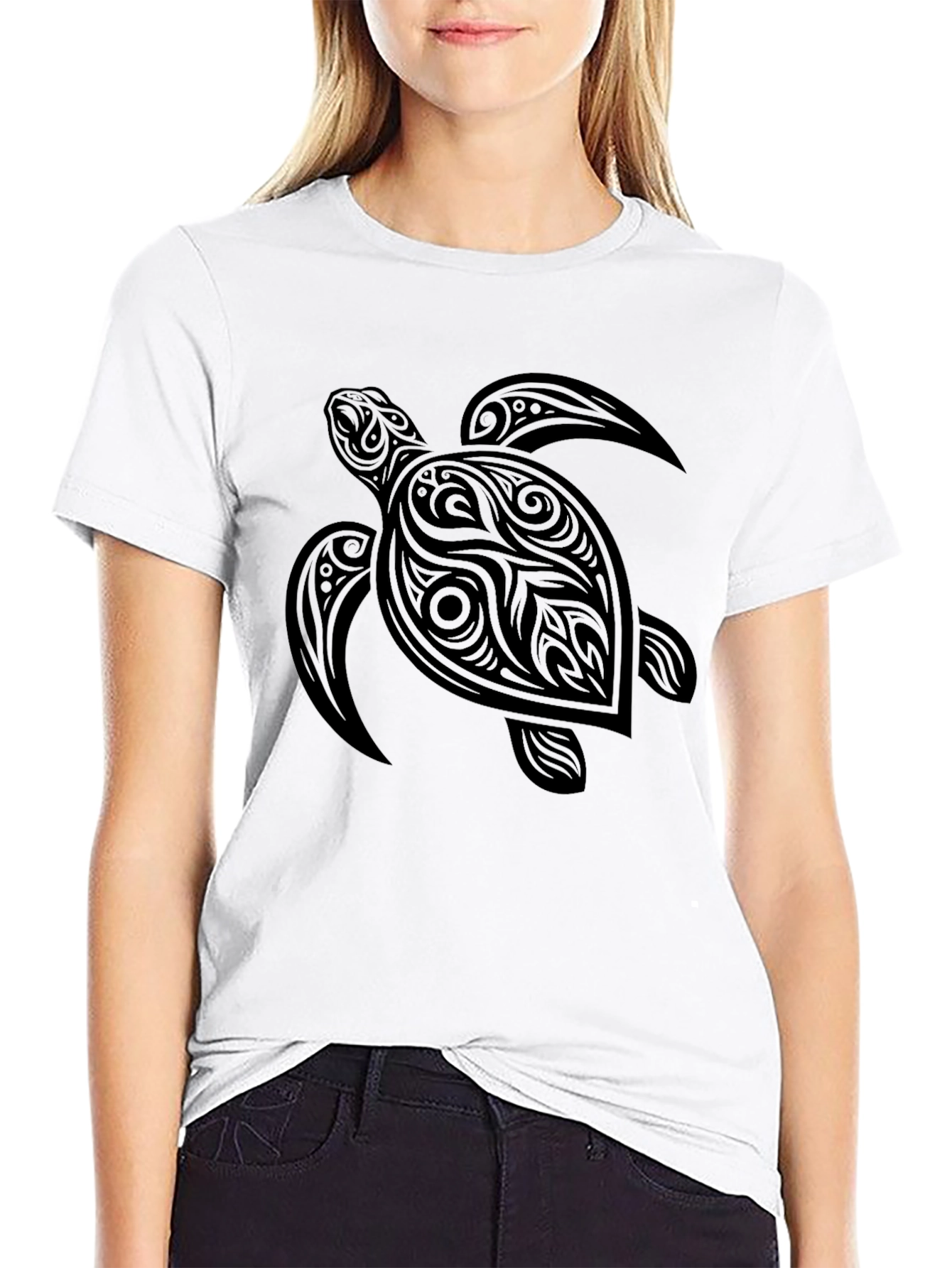 Tribal Turtle Graphic Tee - Black