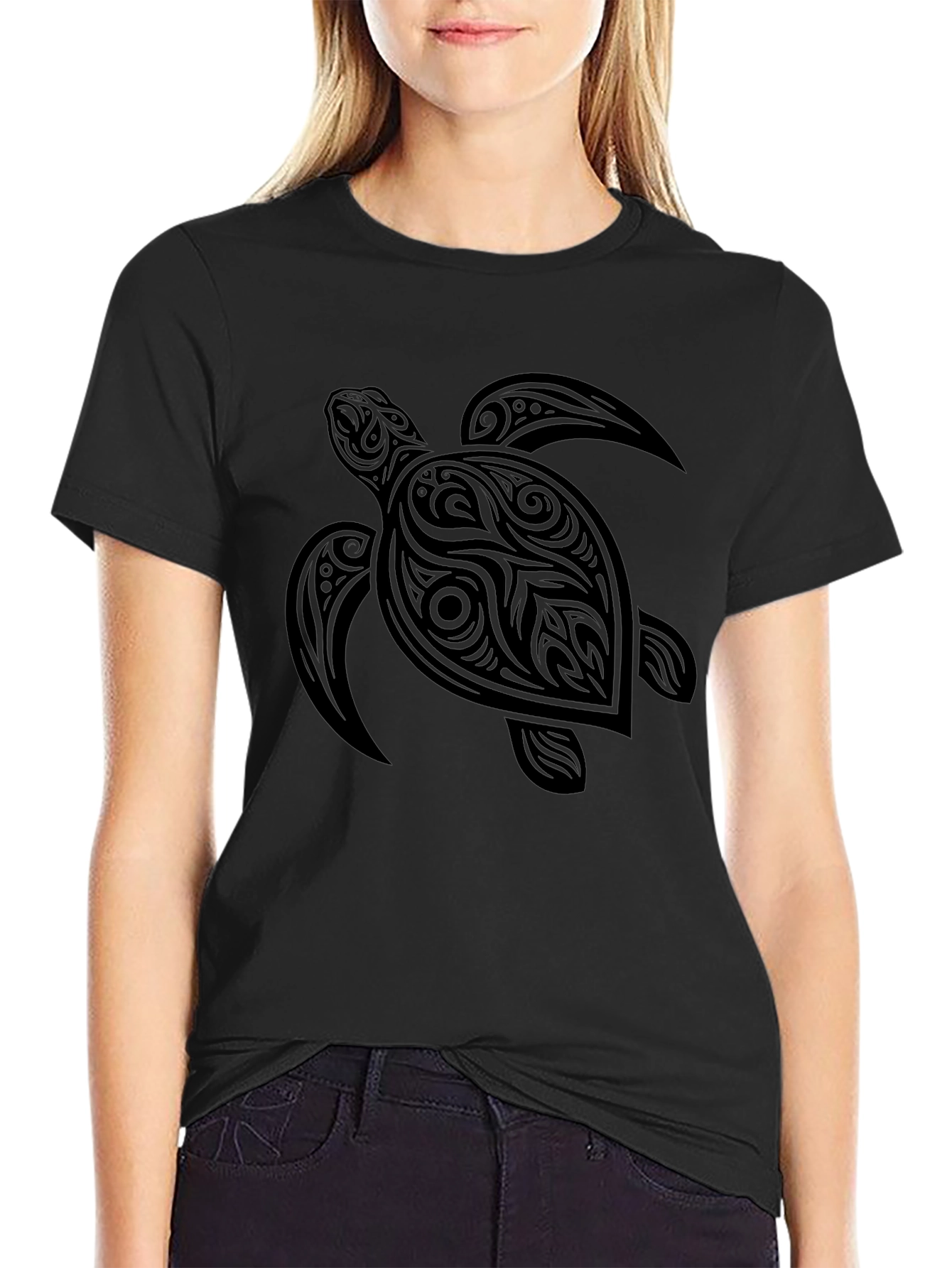 Tribal Turtle Graphic Tee - Black