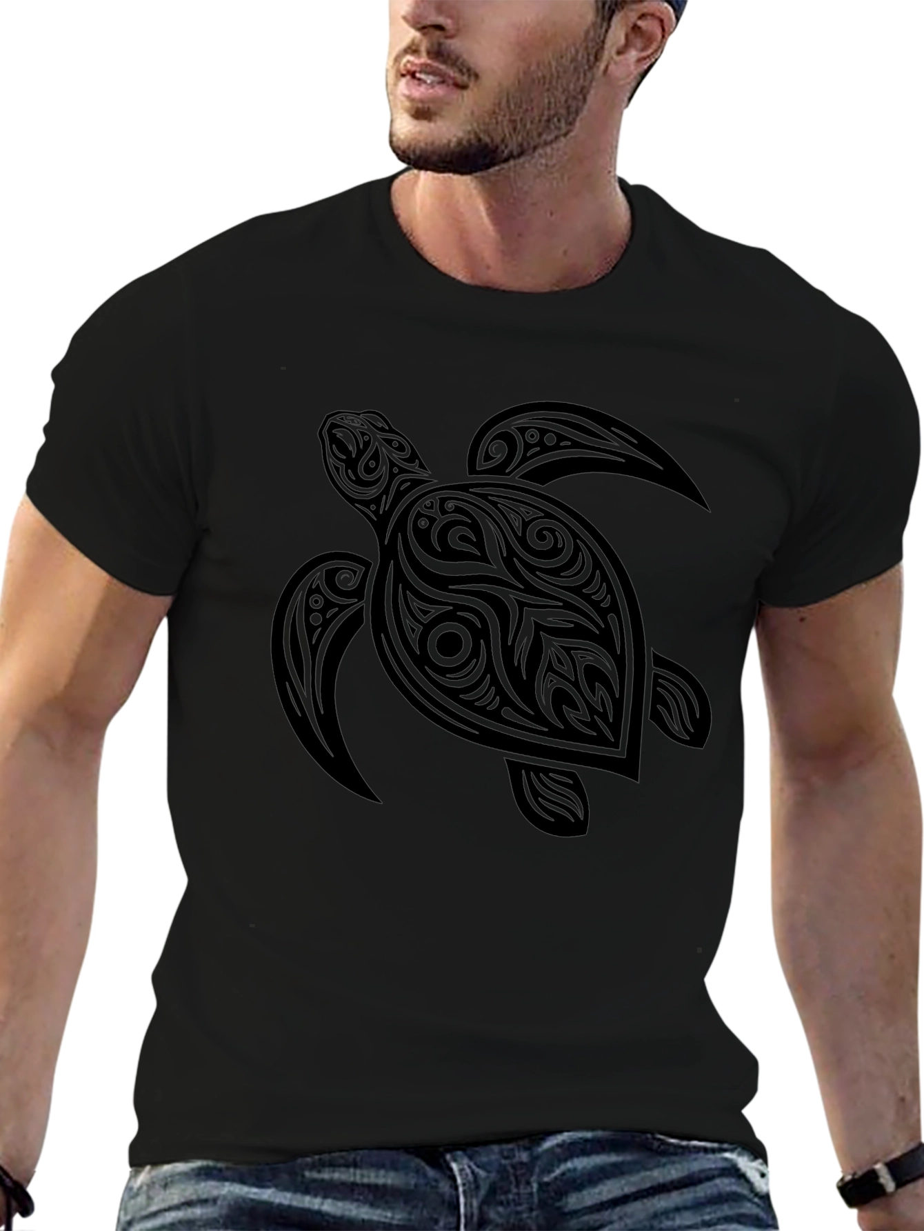Tribal Turtle Graphic Tee - Black