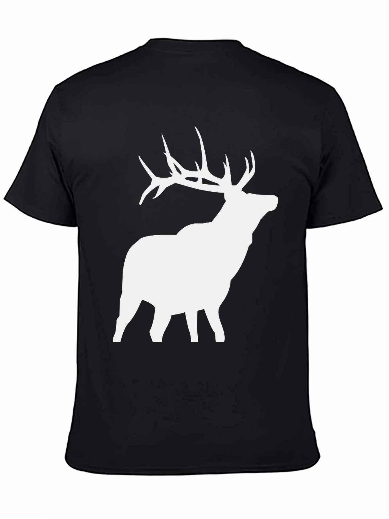 Elk Silhouette Graphic Tee - Black Cotton Blend Shirt
