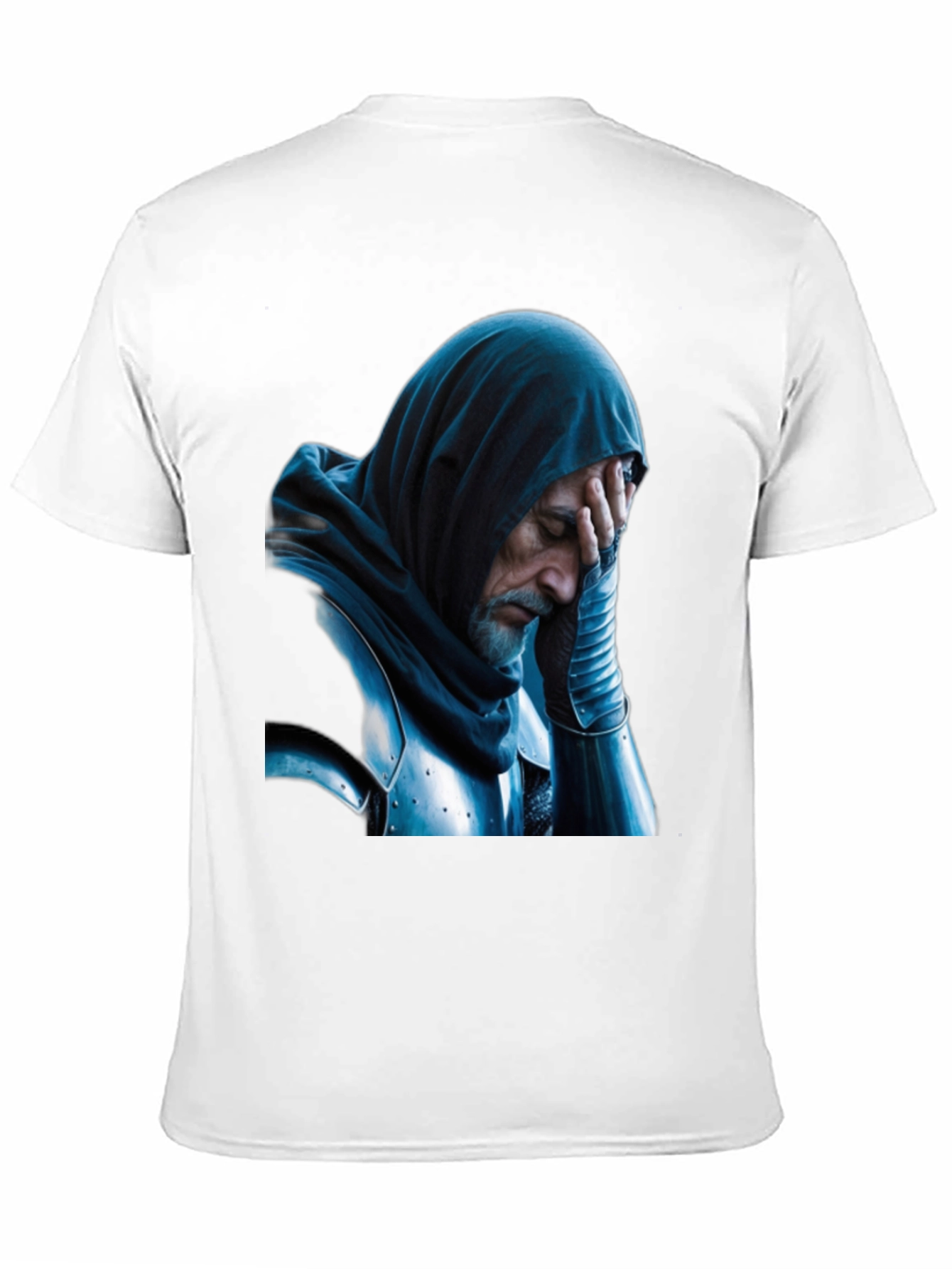 Distressed Knight Graphic Tee - Black Cotton T-Shirt