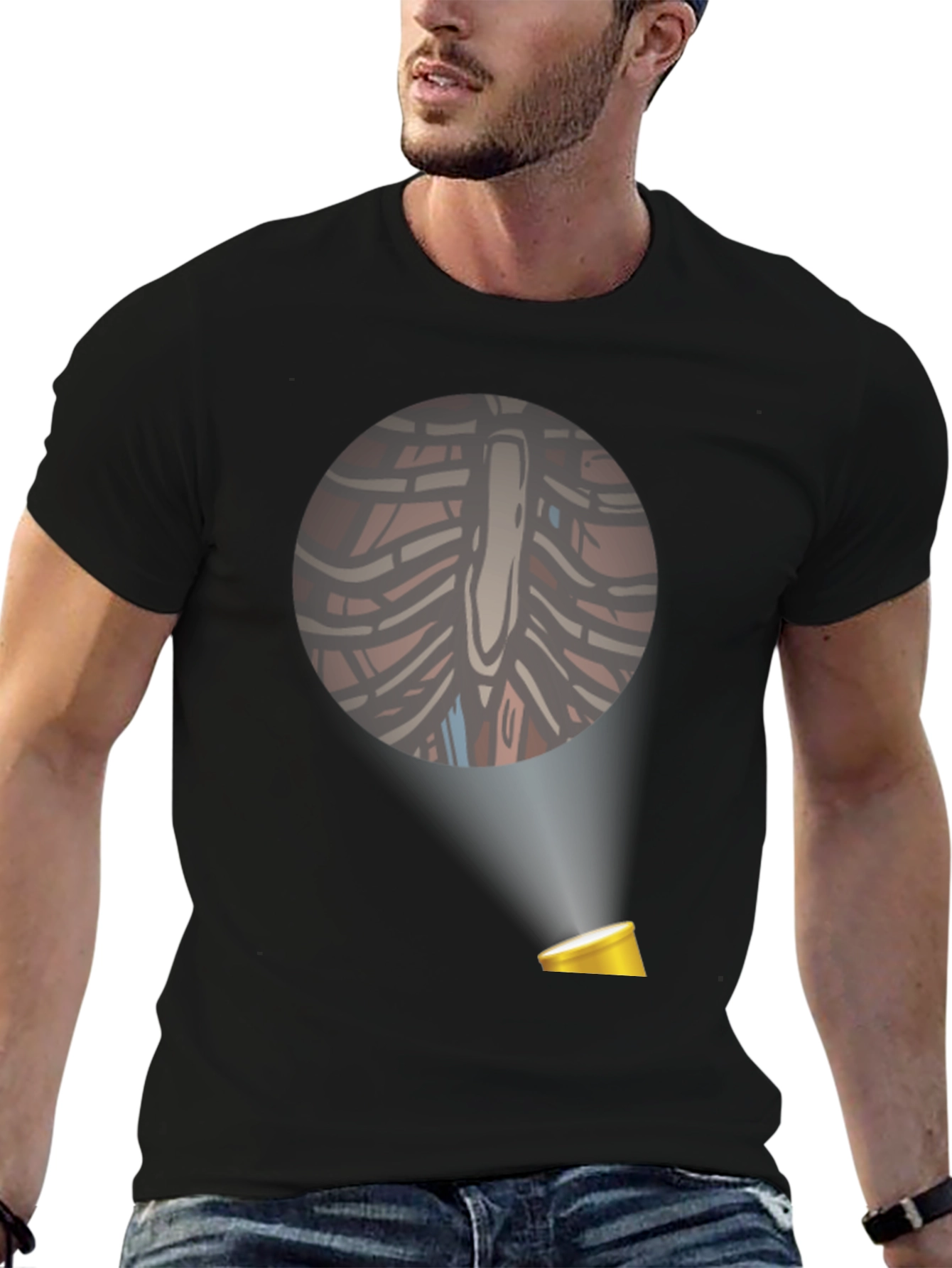 Anatomical Rib Cage T-Shirt with Spotlight Design
