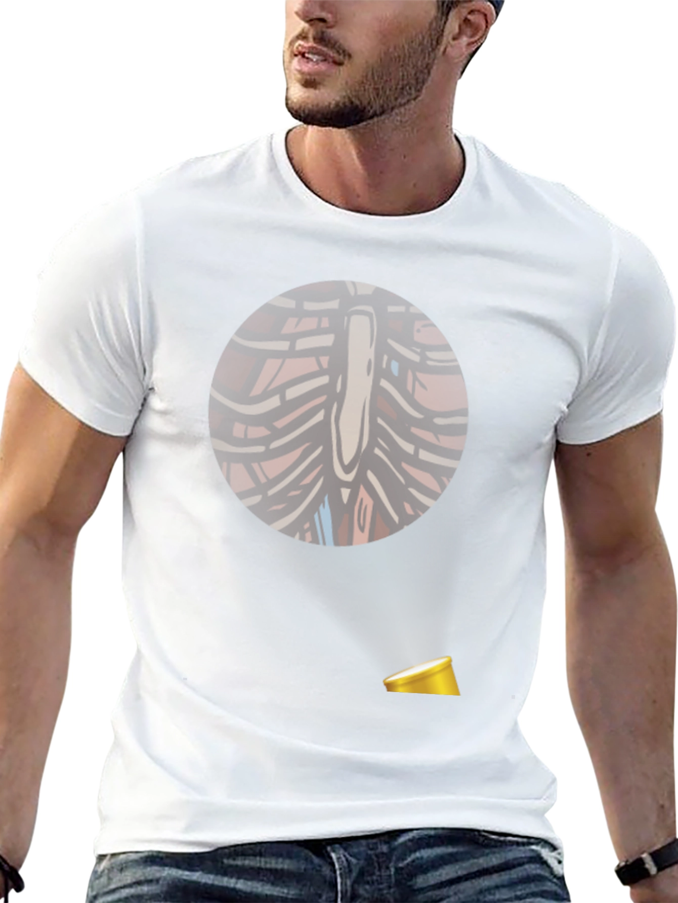 Anatomical Rib Cage T-Shirt with Spotlight Design