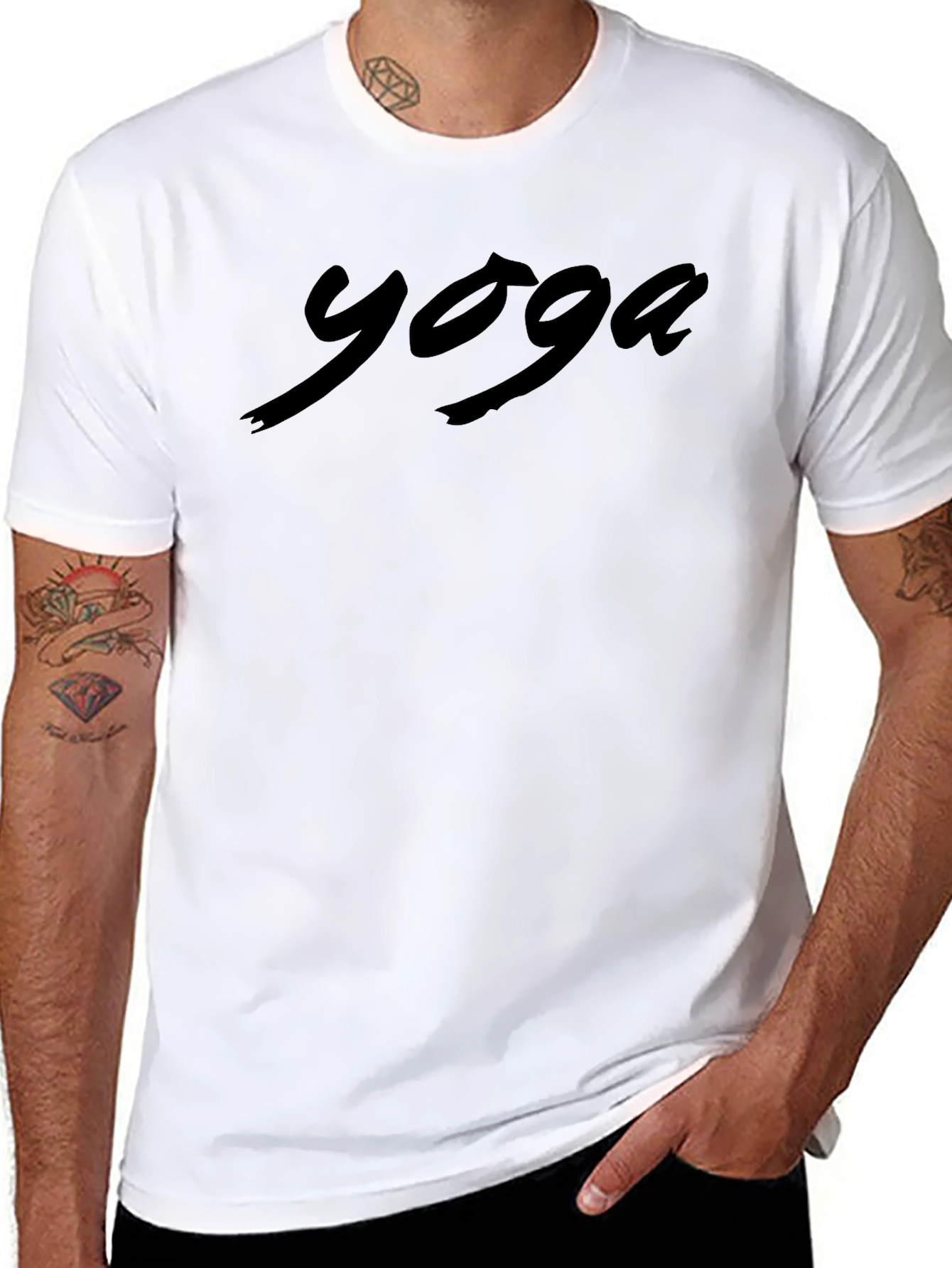 Yoga Script Black T-Shirt - Comfort & Style