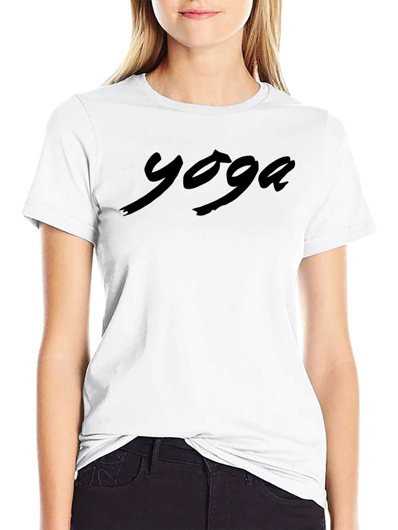 Yoga Script Black T-Shirt - Comfort & Style