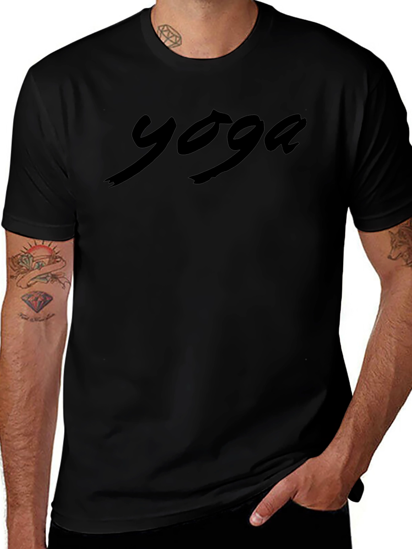 Yoga Script Black T-Shirt - Comfort & Style