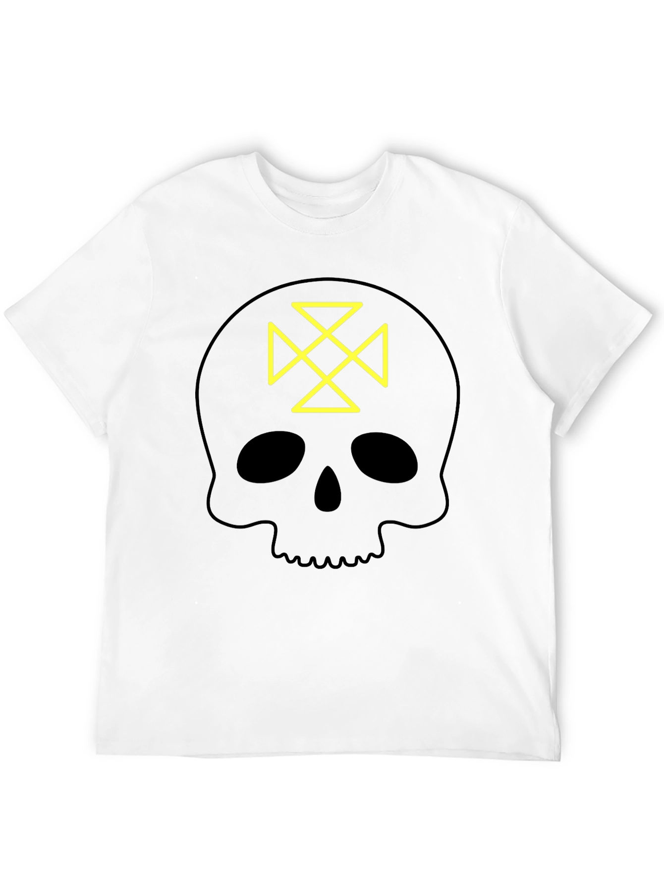 Skull Tee: Geometric Cross Design - Black Cotton Shirt