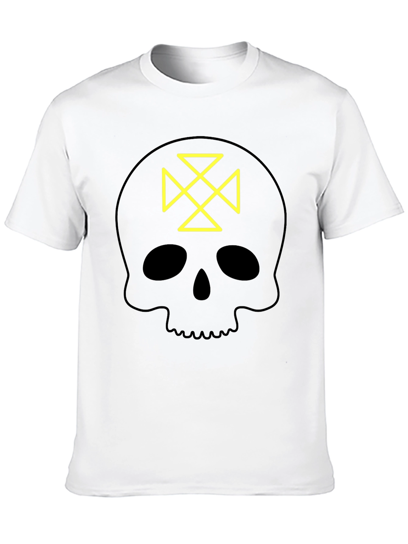 Skull Tee: Geometric Cross Design - Black Cotton Shirt