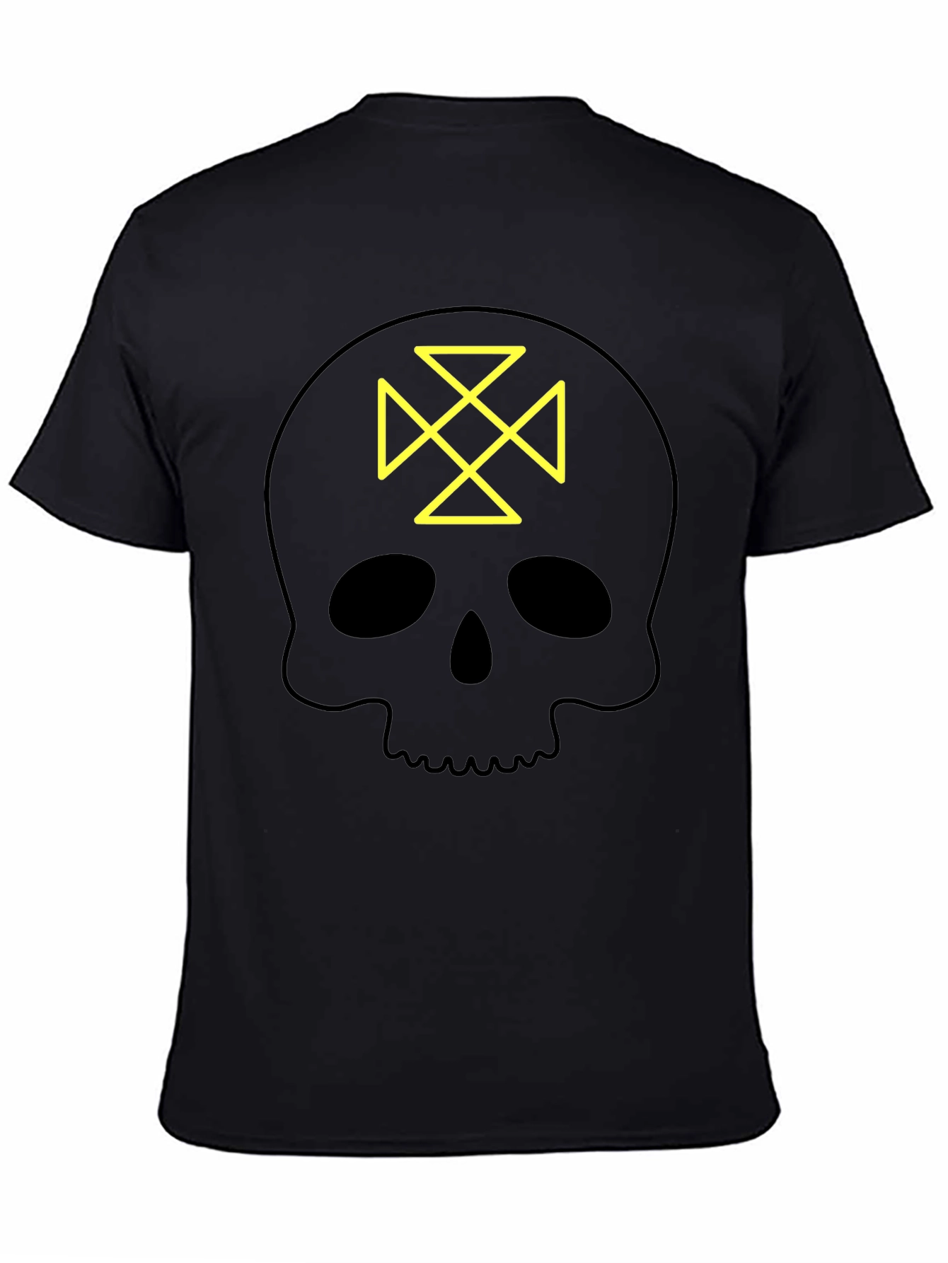 Skull Tee: Geometric Cross Design - Black Cotton Shirt