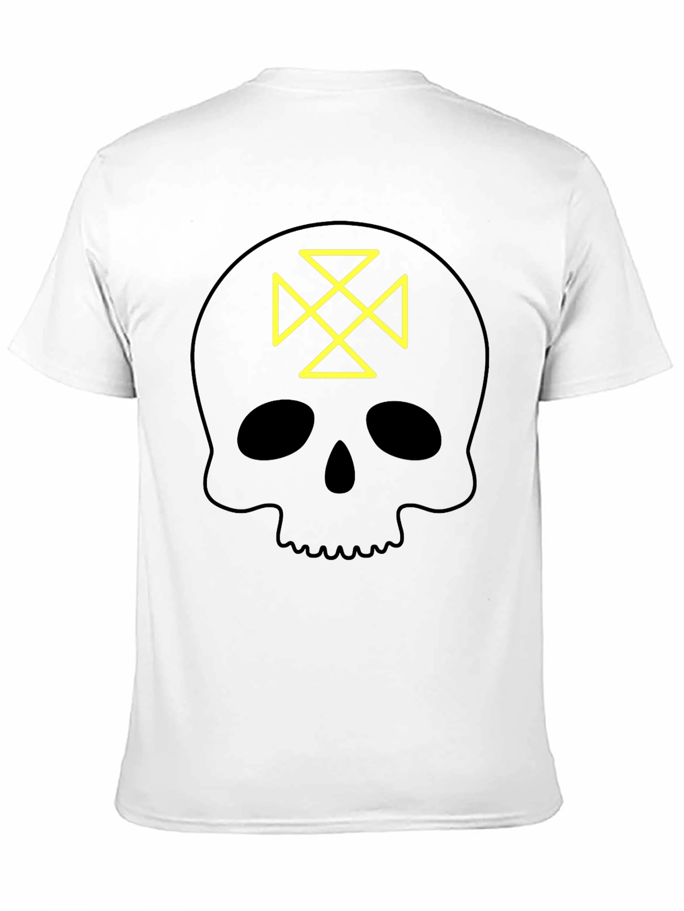 Skull Tee: Geometric Cross Design - Black Cotton Shirt