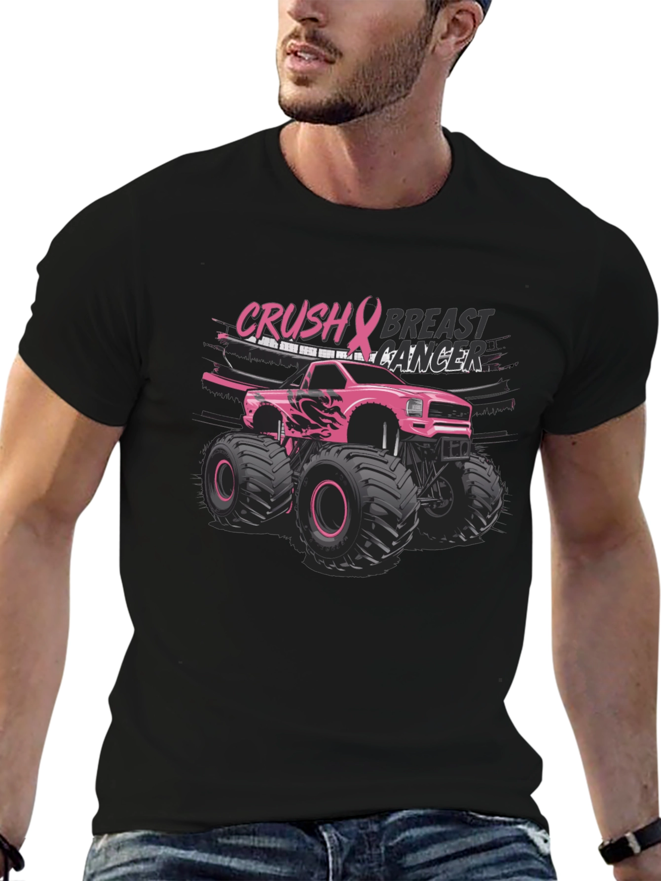 Crush Breast Cancer Monster Truck T-Shirt