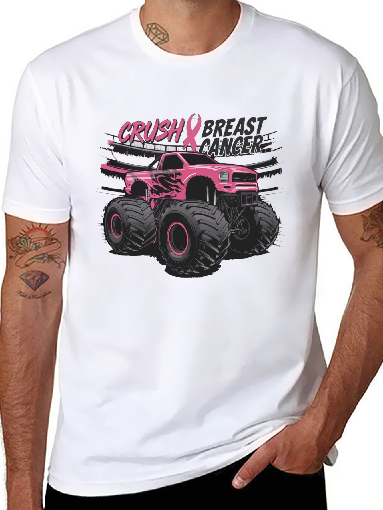 Crush Breast Cancer Monster Truck T-Shirt