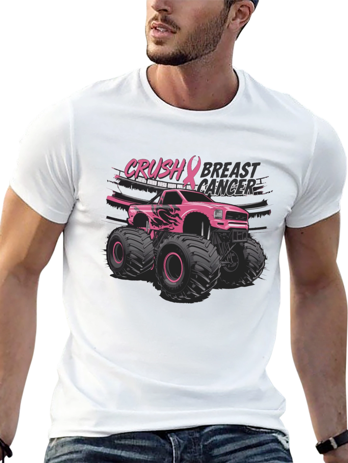 Crush Breast Cancer Monster Truck T-Shirt