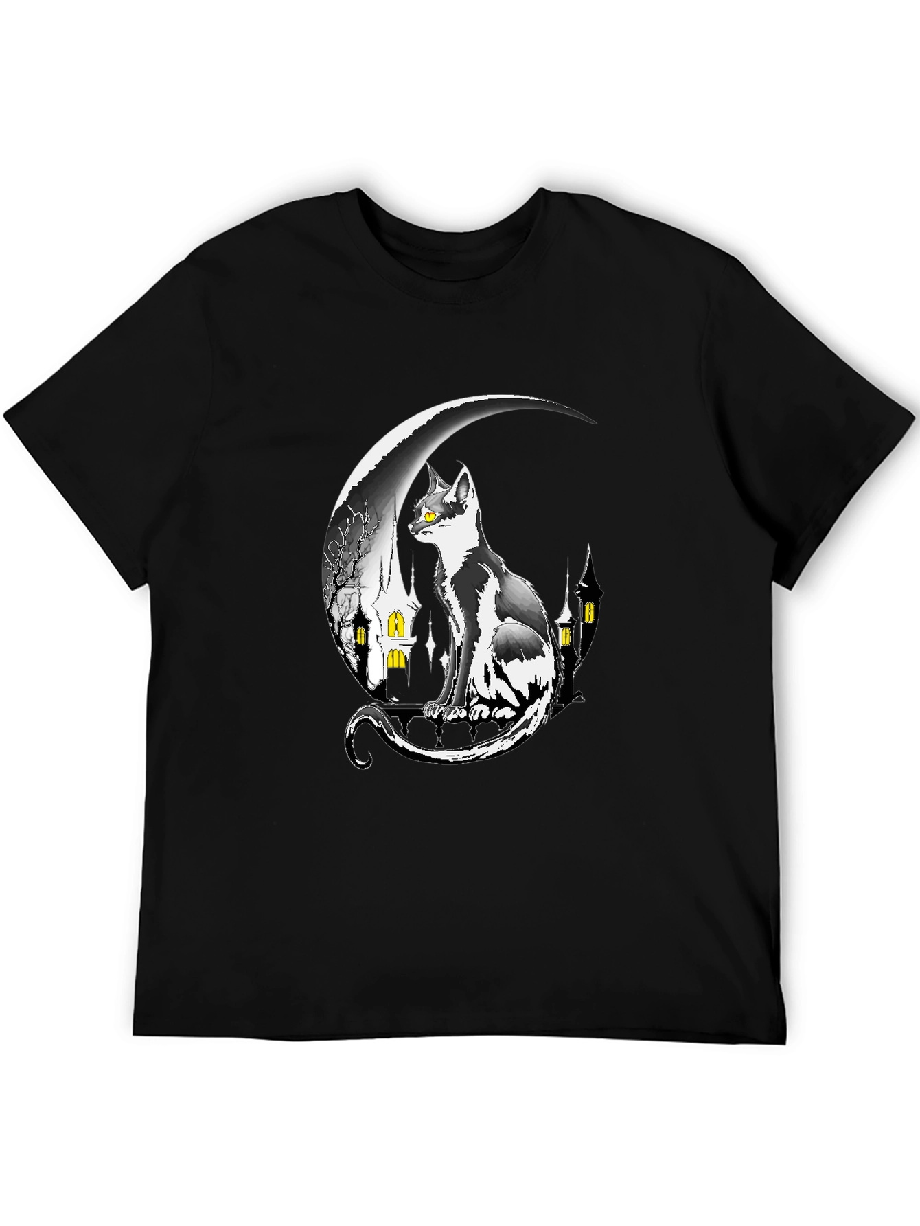Cat On Moon Graphic Tee