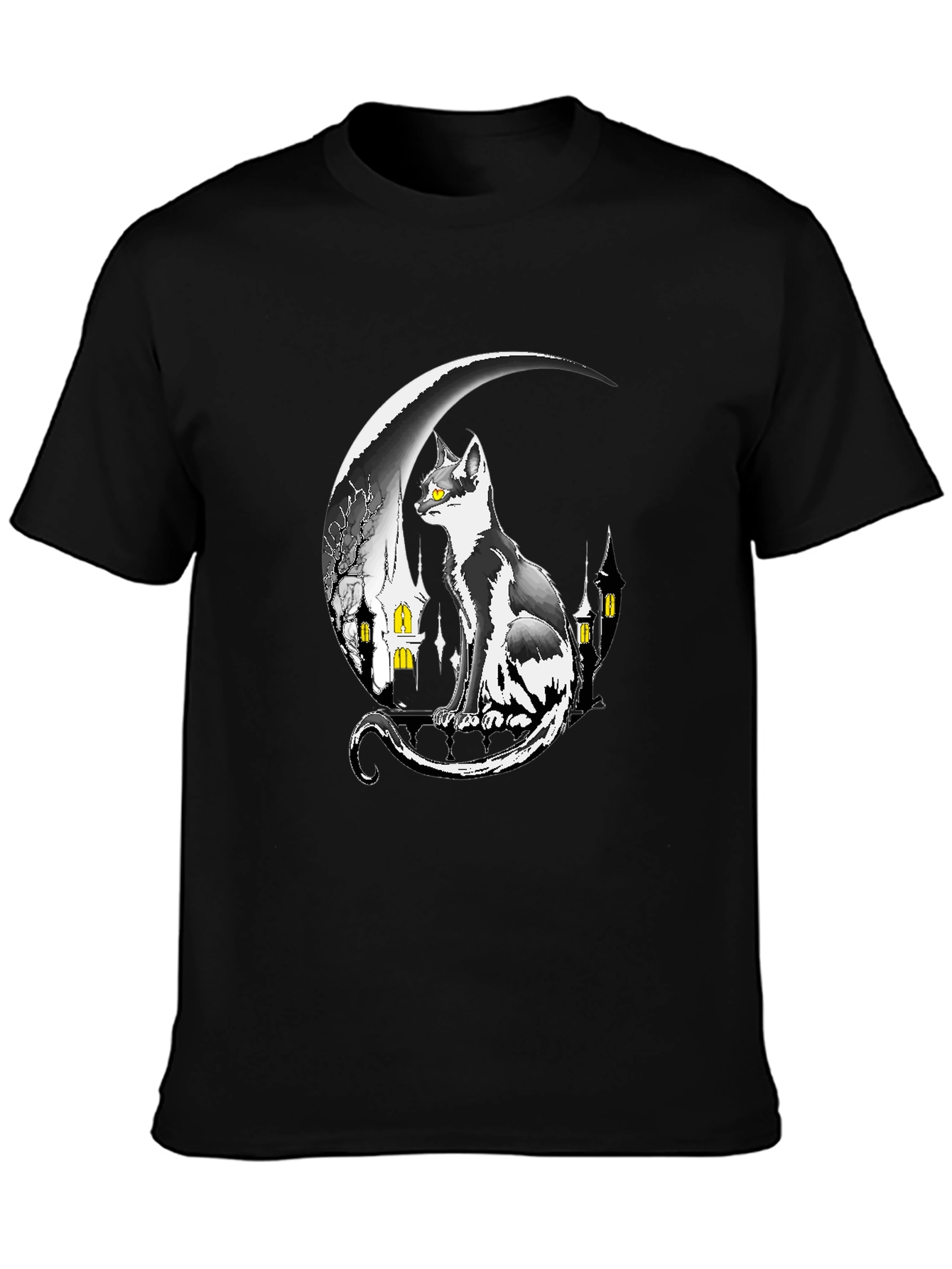 Cat On Moon Graphic Tee