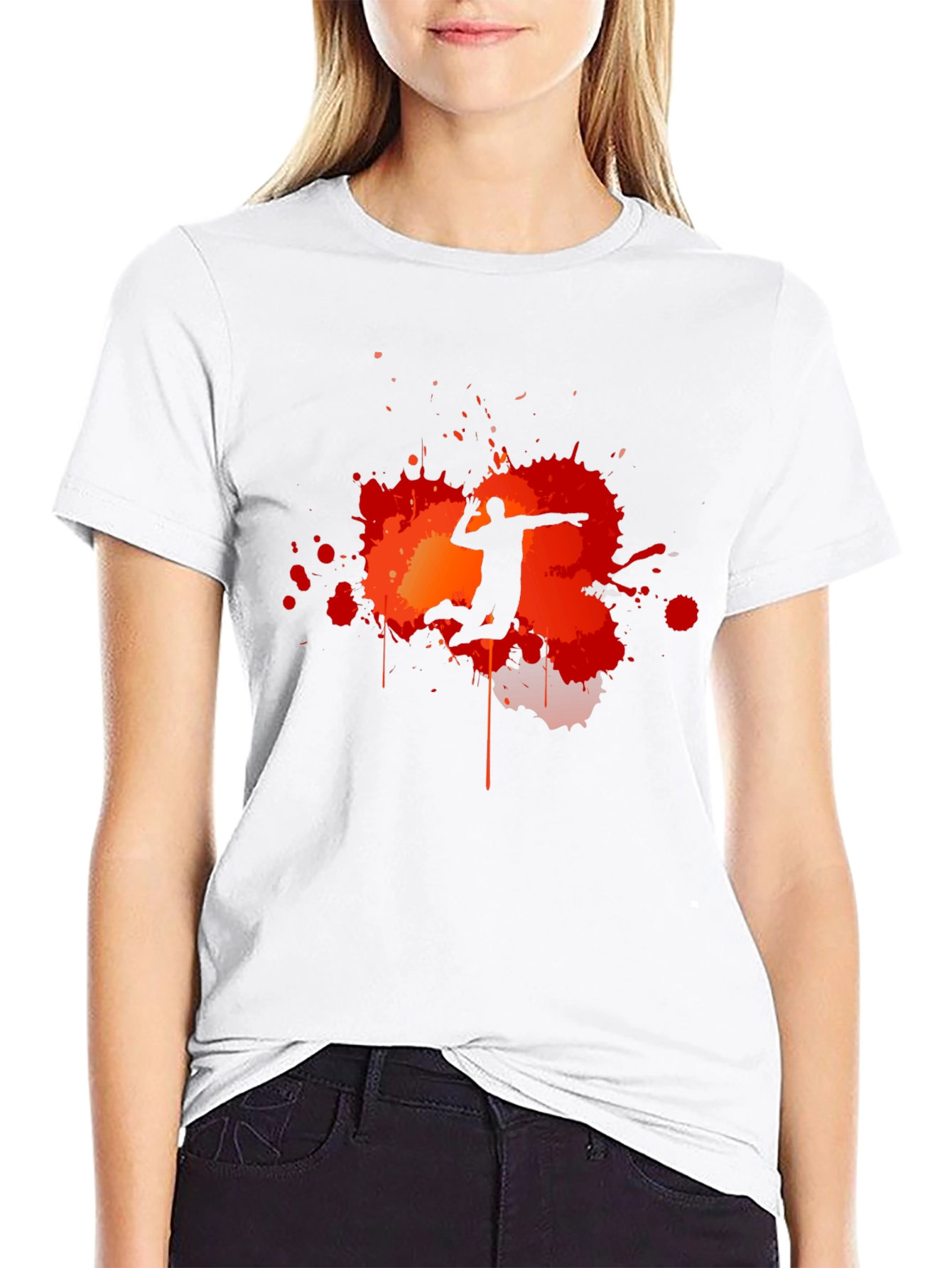 Volleyball Player Silhouette Graphic T-Shirt