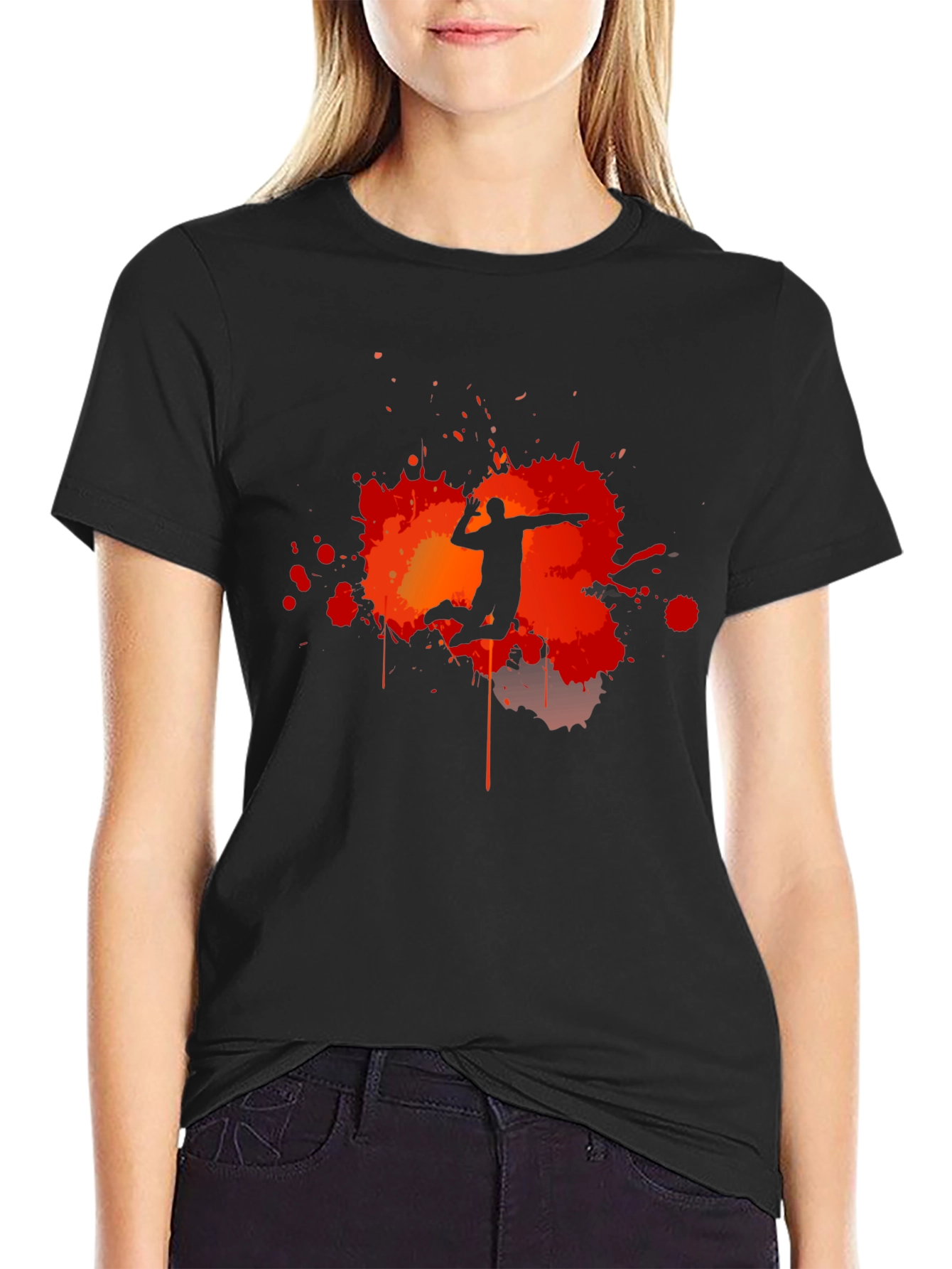 Volleyball Player Silhouette Graphic T-Shirt