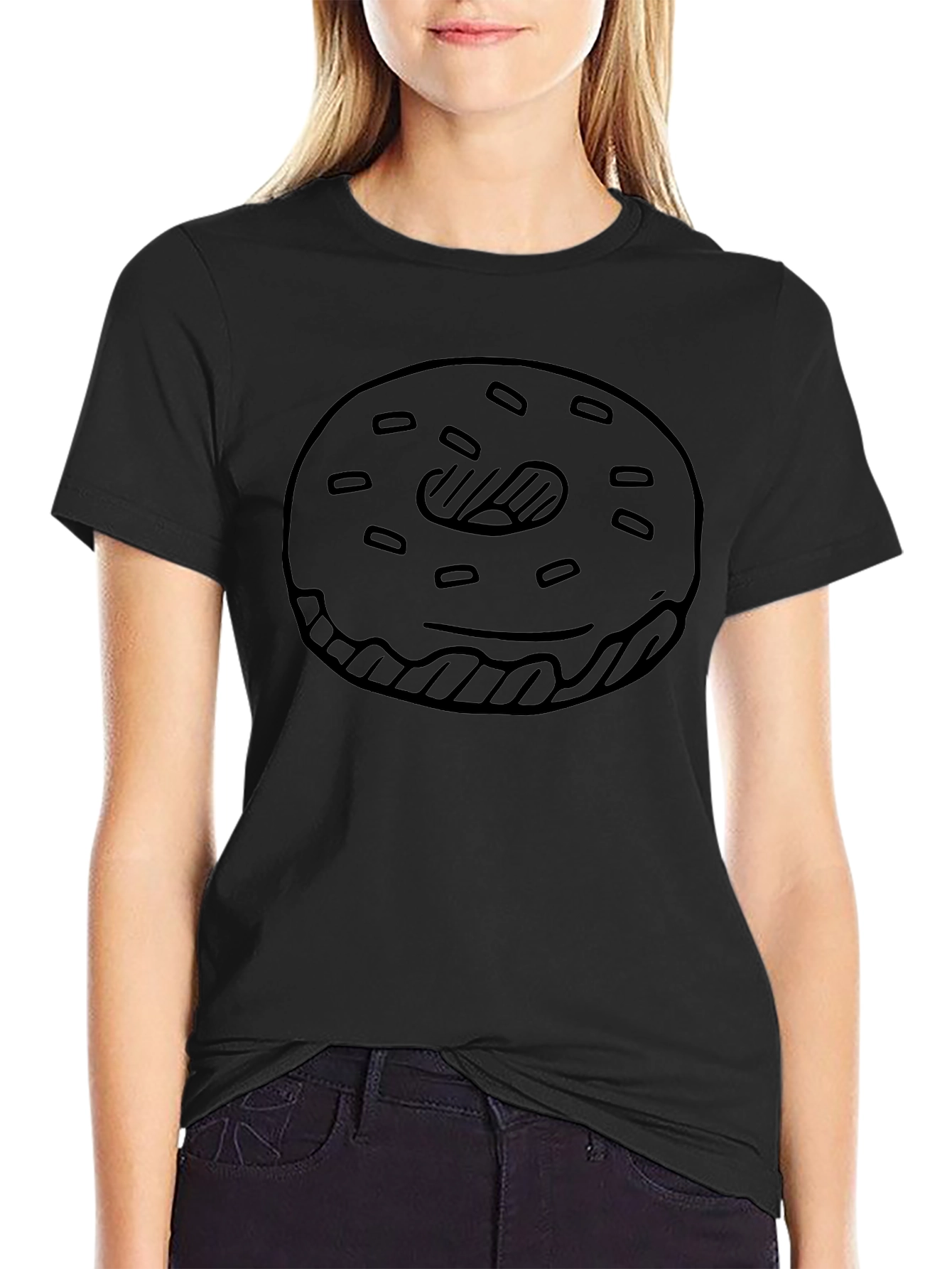 Donut Graphic Tee - Casual Black T-Shirt