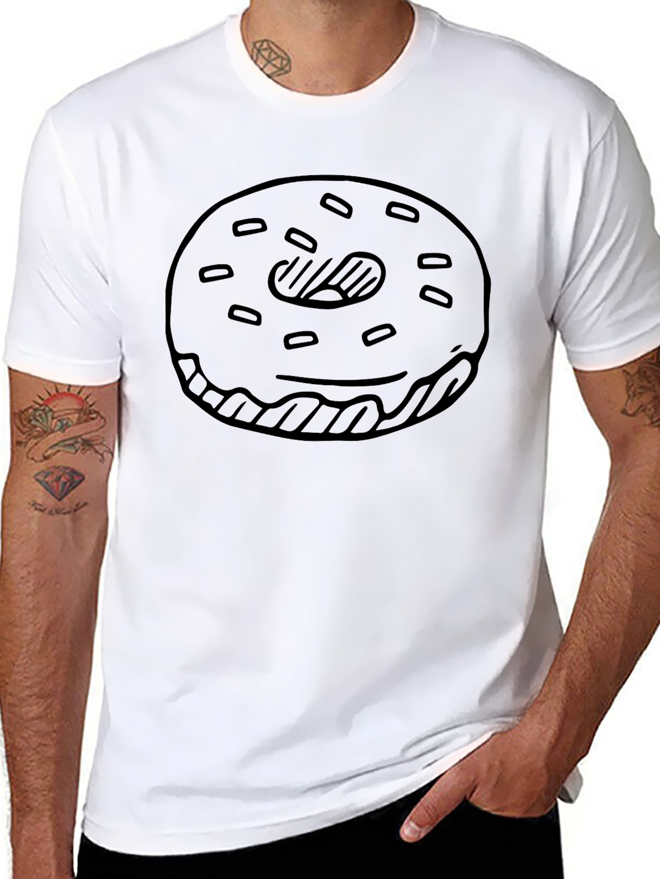 Donut Graphic Tee - Casual Black T-Shirt