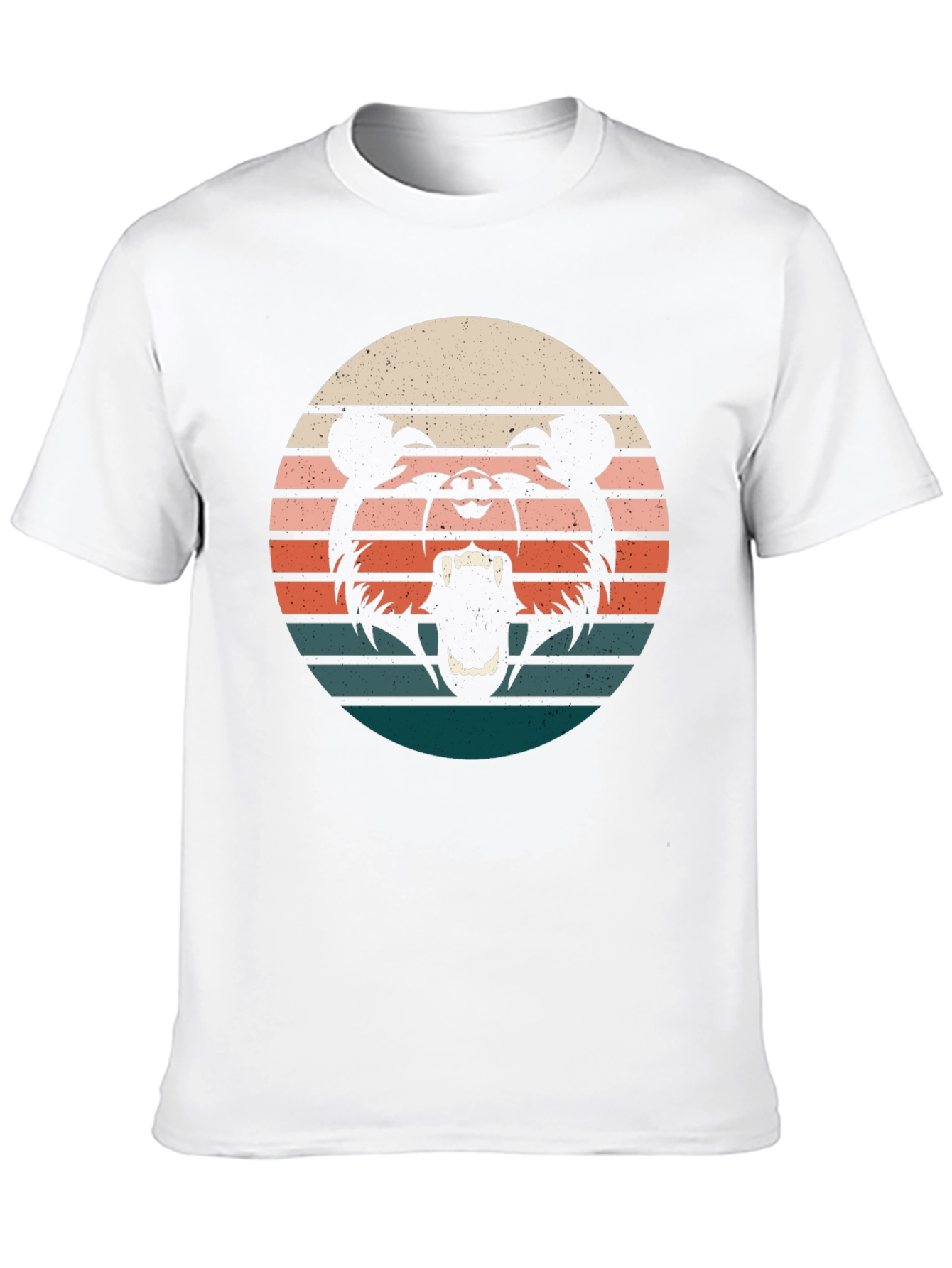 Retro Bear Sunset Graphic Tee - Black Cotton T-Shirt