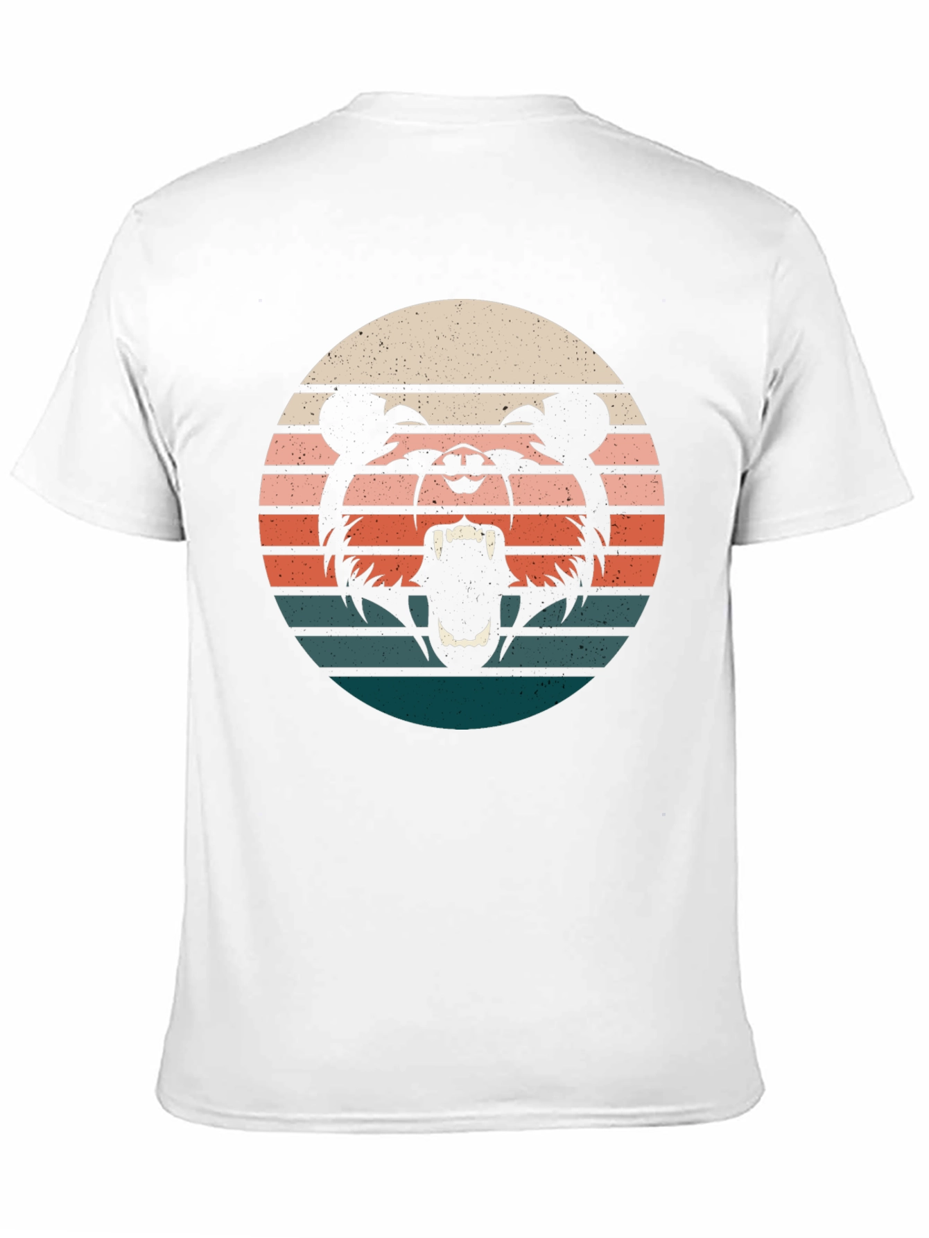 Retro Bear Sunset Graphic Tee - Black Cotton T-Shirt