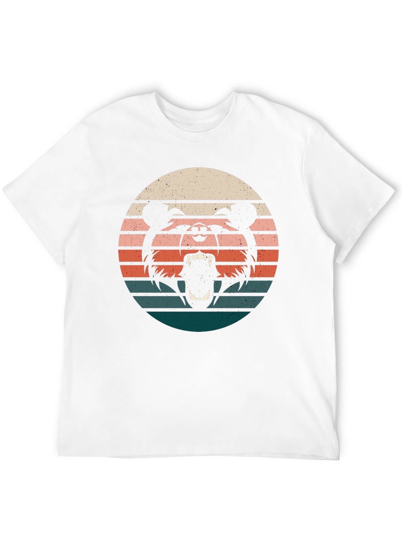 Retro Bear Sunset Graphic Tee - Black Cotton T-Shirt