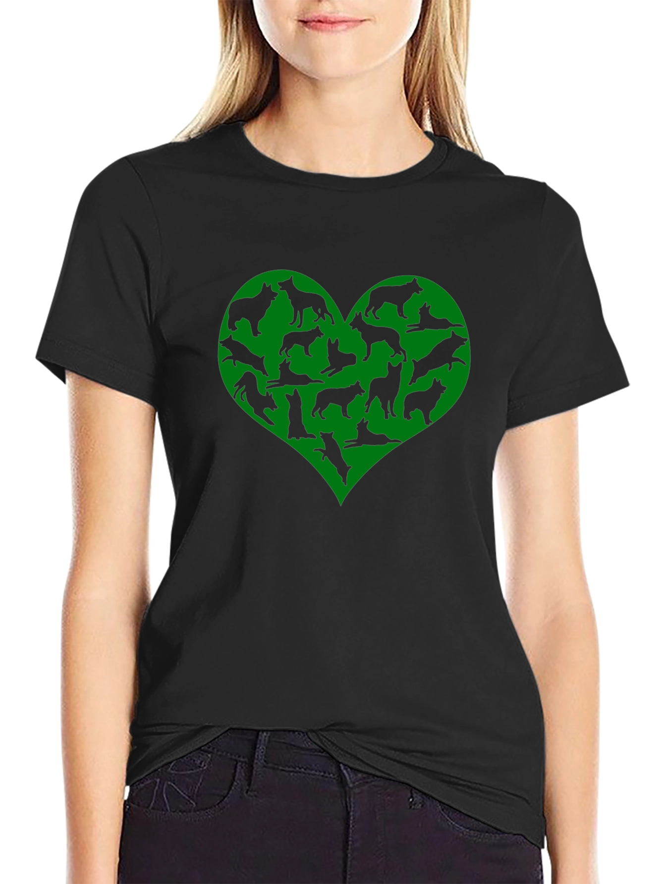 Dog Lover Heart T-Shirt - Black