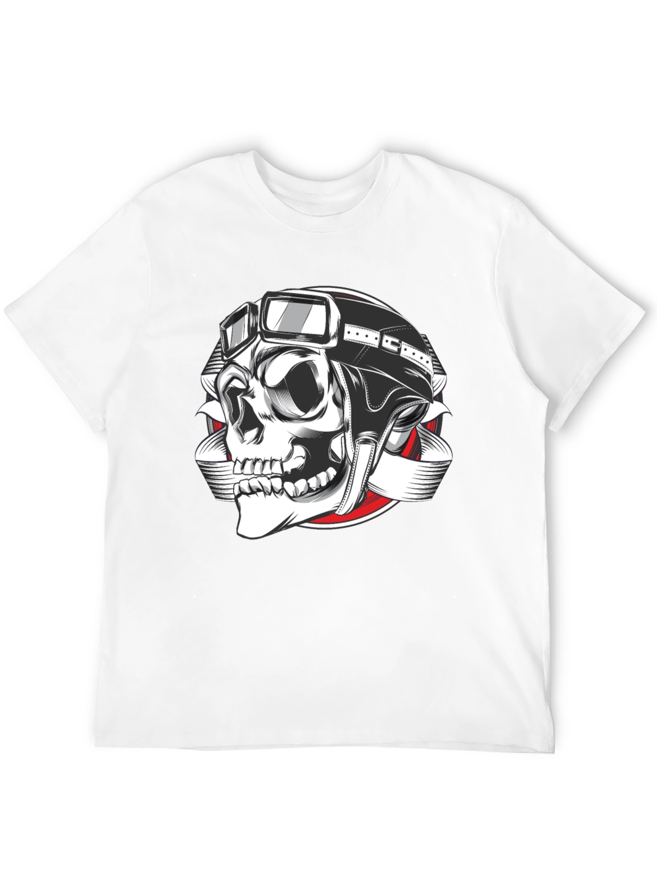 Biker Skull Graphic T-Shirt - Black