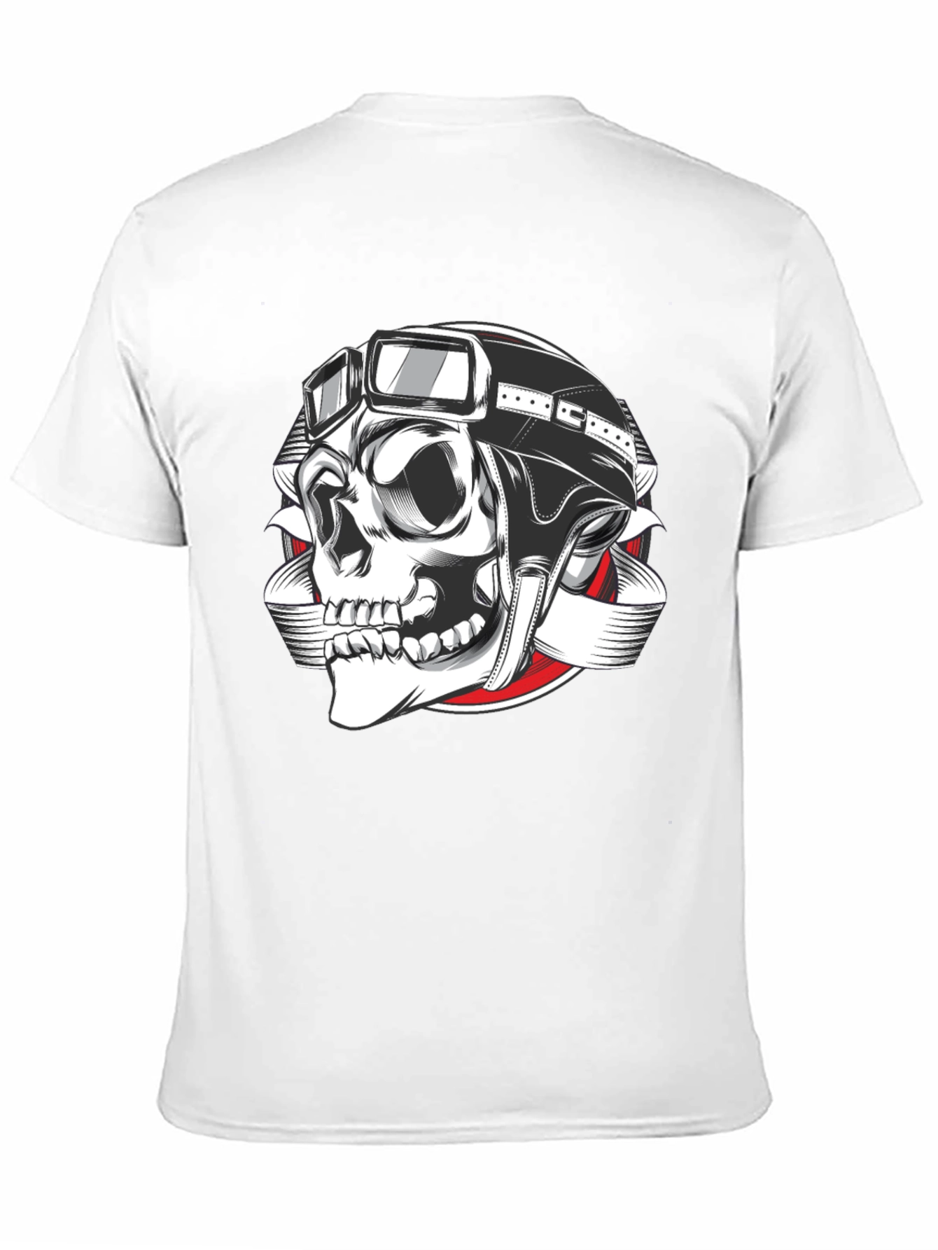 Biker Skull Graphic T-Shirt - Black