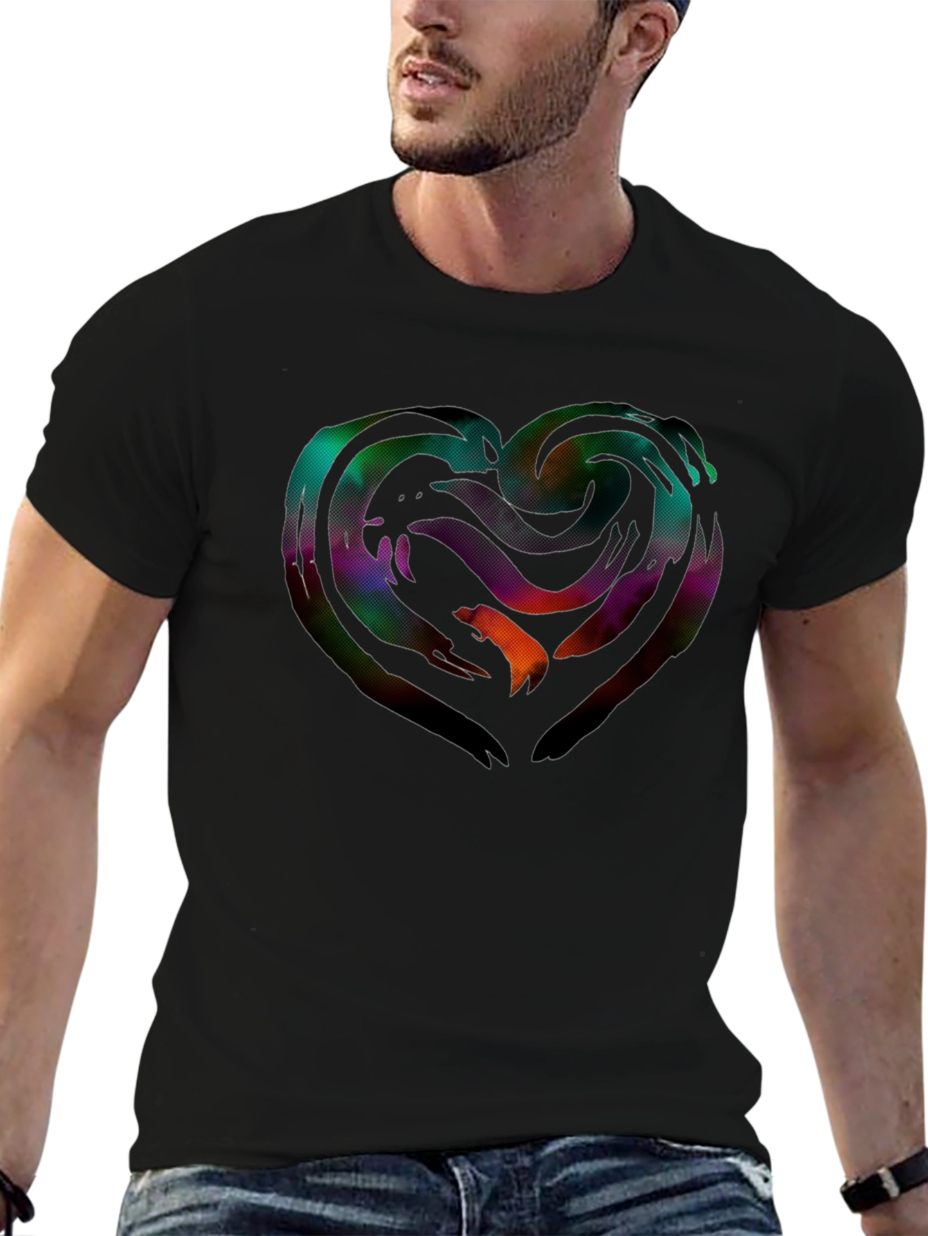 Abstract Heart Graphic T-Shirt