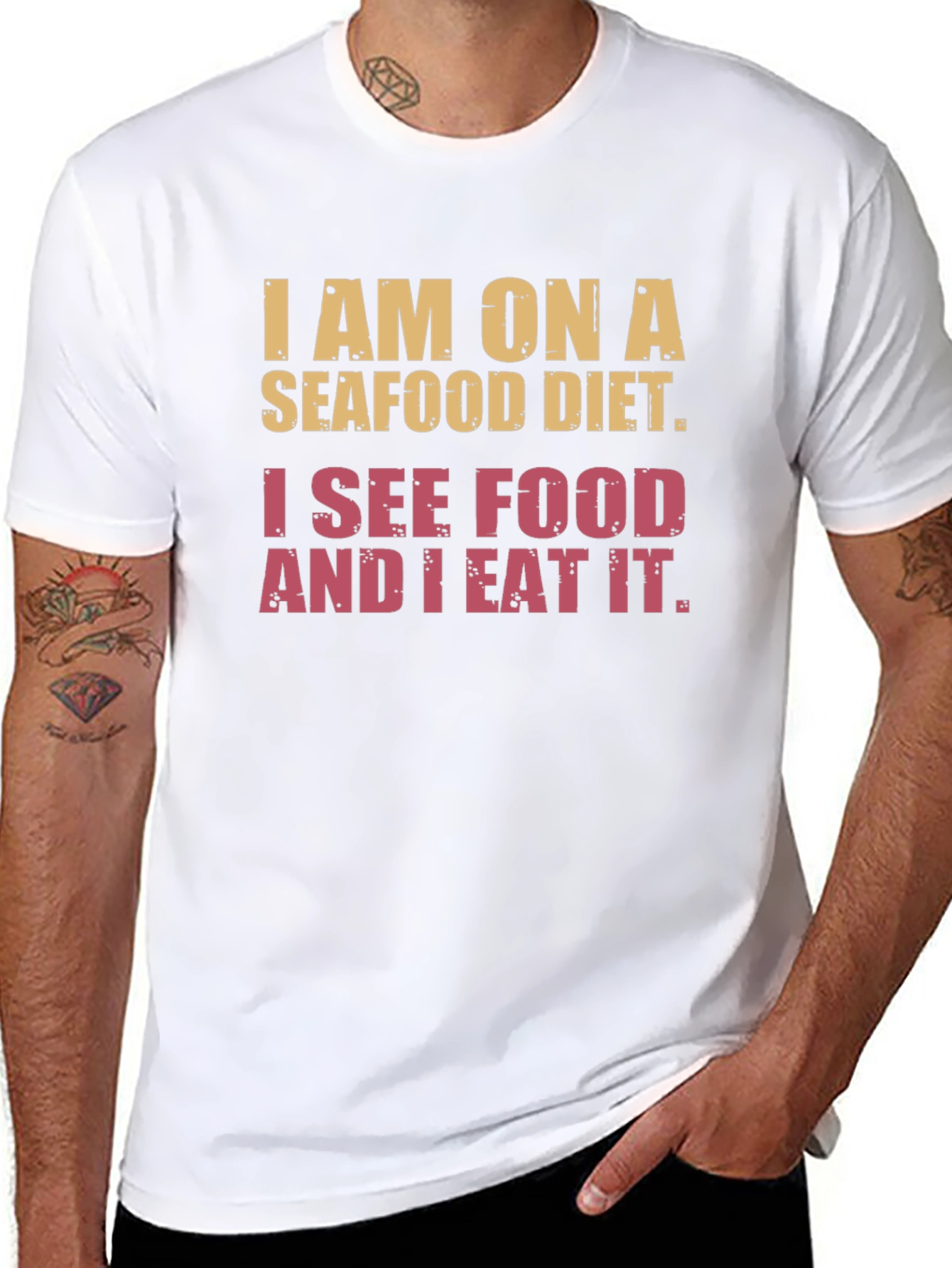 Seafood Diet Graphic T-Shirt - Humorous Foodie Tee