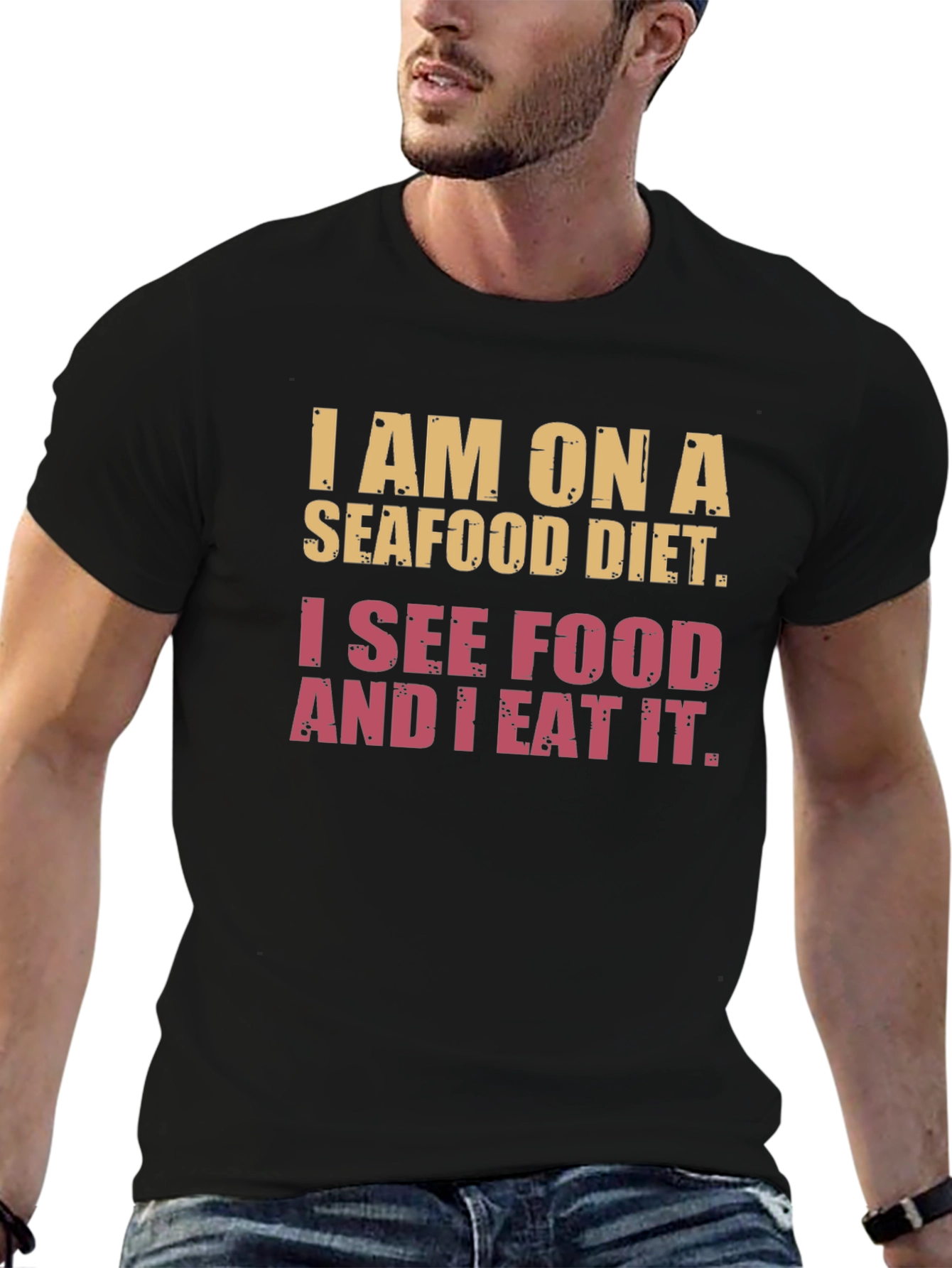 Seafood Diet Graphic T-Shirt - Humorous Foodie Tee