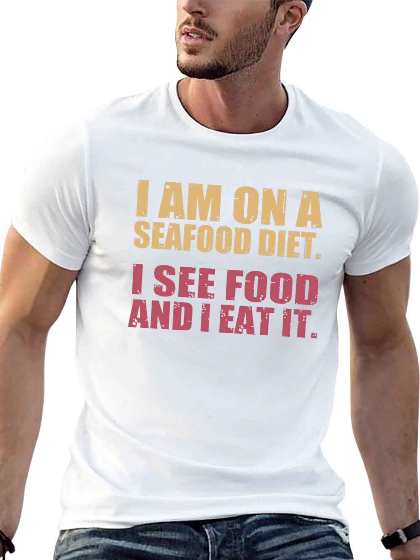 Seafood Diet Graphic T-Shirt - Humorous Foodie Tee