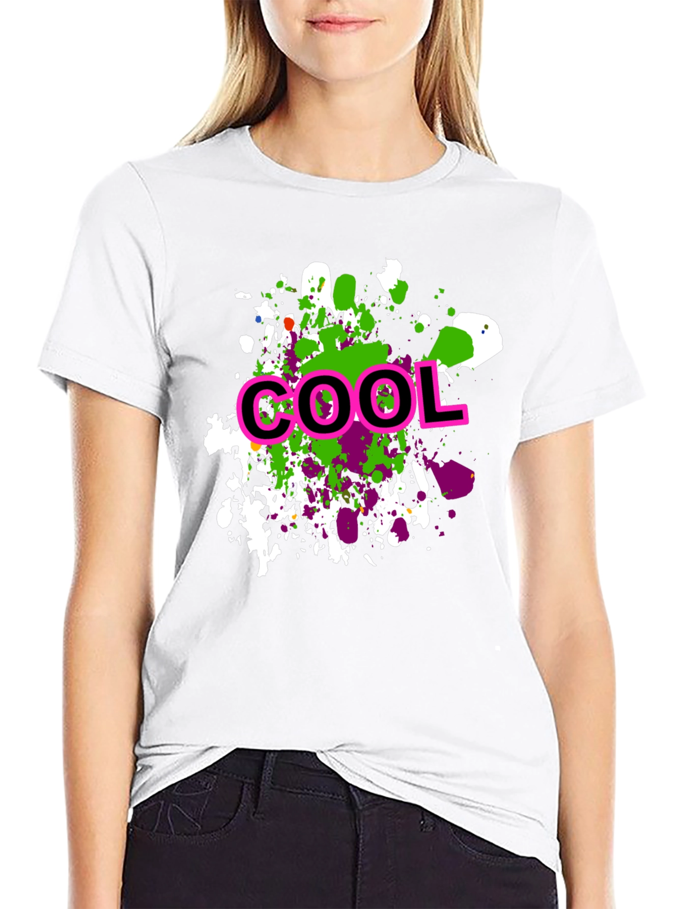 Cool Splatter Print Black T-Shirt
