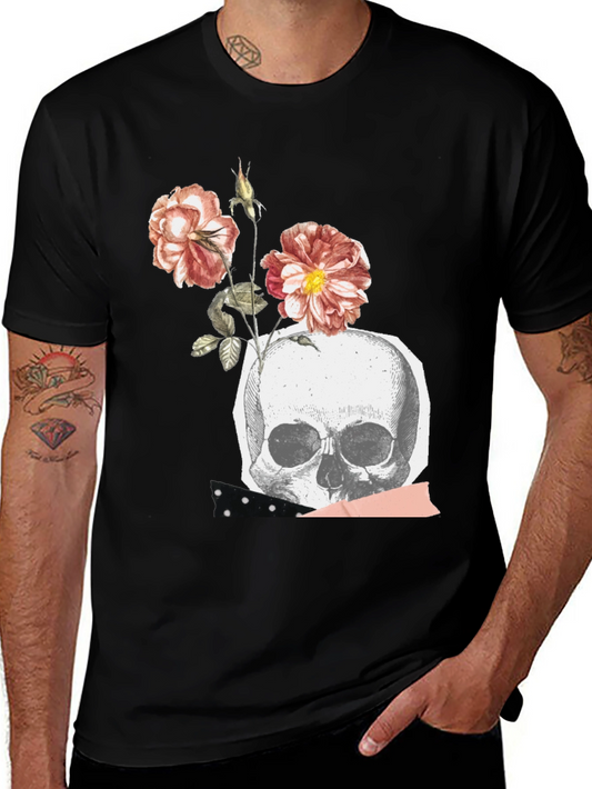 Skull & Roses Graphic Tee - Vintage Style
