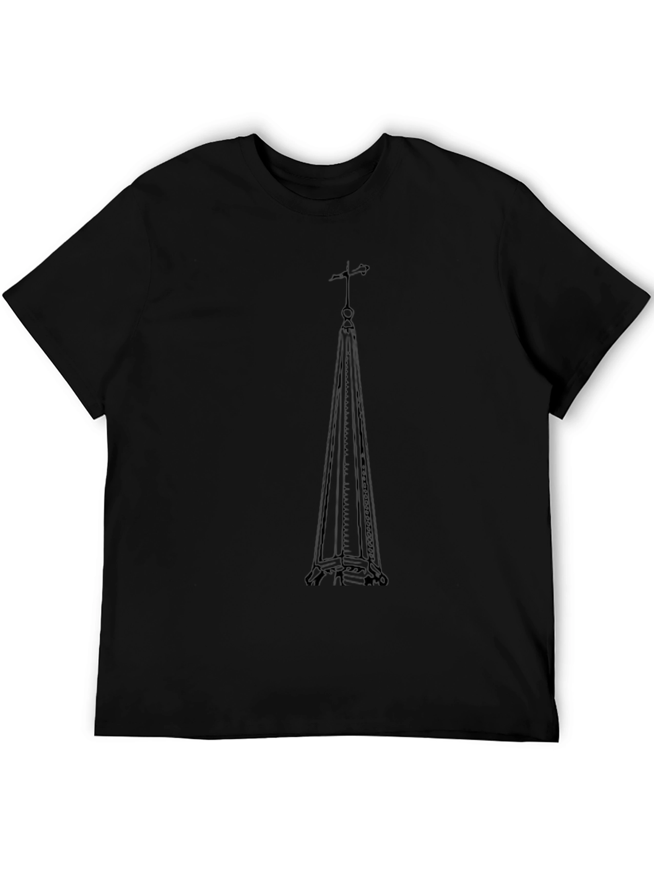 Eiffel Tower Silhouette Graphic Tee - Black Cotton Blend