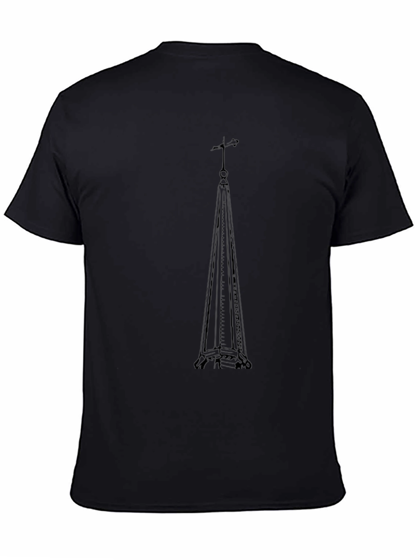 Eiffel Tower Silhouette Graphic Tee - Black Cotton Blend