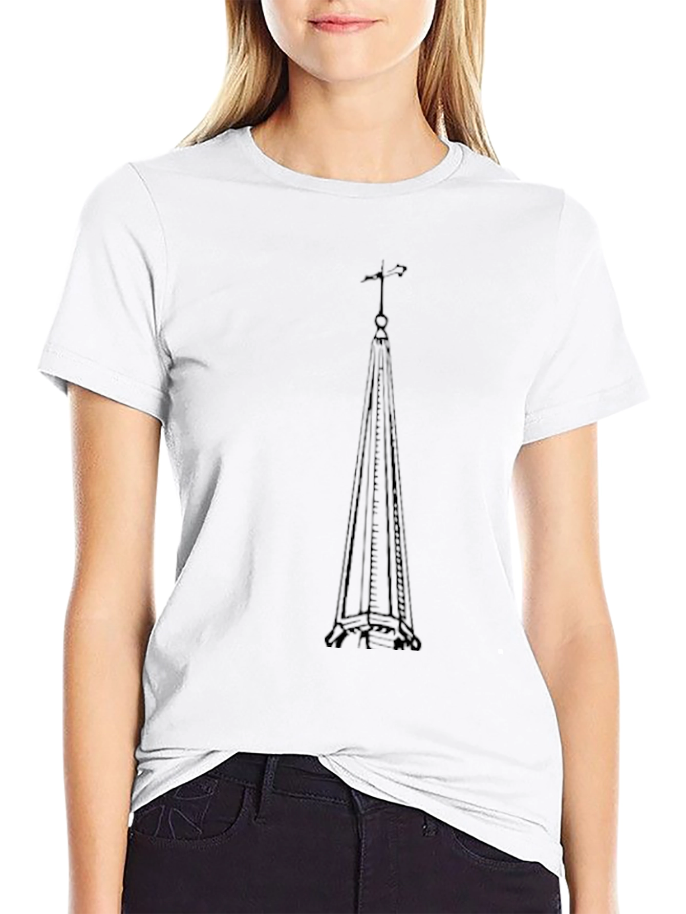 Eiffel Tower Silhouette Graphic Tee - Black Cotton Blend